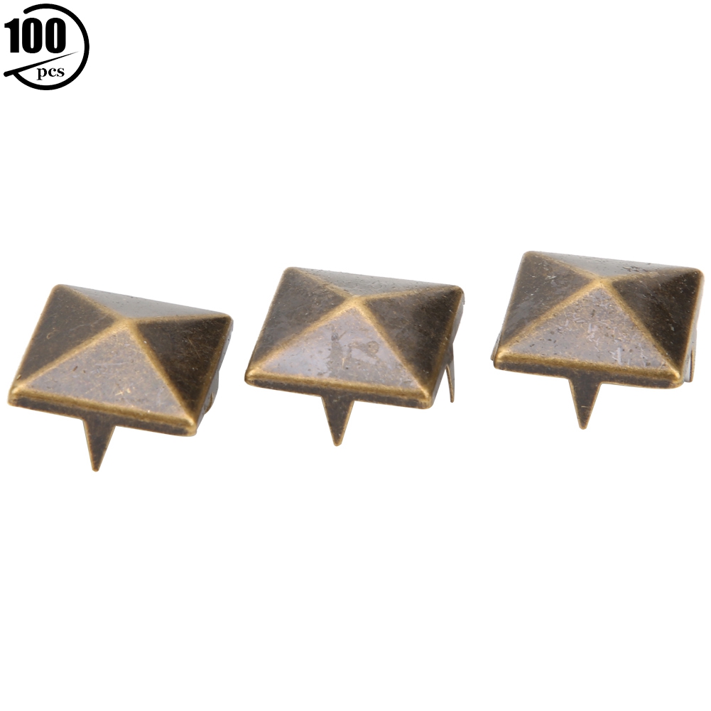 100 Quadratische, Pyramidenförmige Punk-nieten Mit 4 Zinken Aus Metall Für Armbänder, Kleidung, Schuhe, Handtaschen – Bronze, 10 Mm
