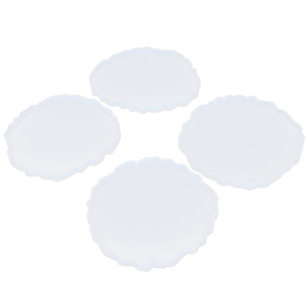 4er-set Silikon-untersetzerformen, Diy-bastelset, Epoxidharz-kristall-, Wellenwolken- Und Spiegelformen