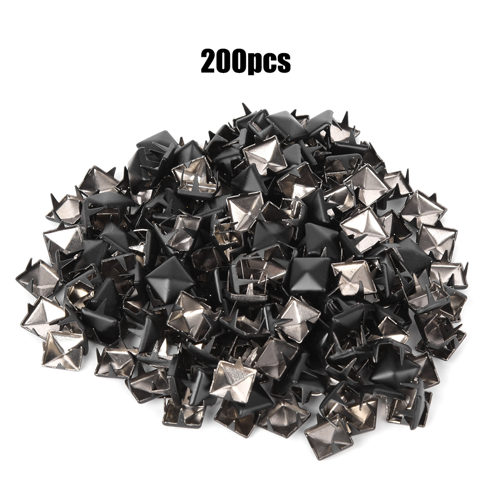 200 Quadratische Metallnieten, 9 Mm, Matt Schwarz, Für Diy-zubehör Wie Schuhe, Taschen, Hüte Und Dekoration