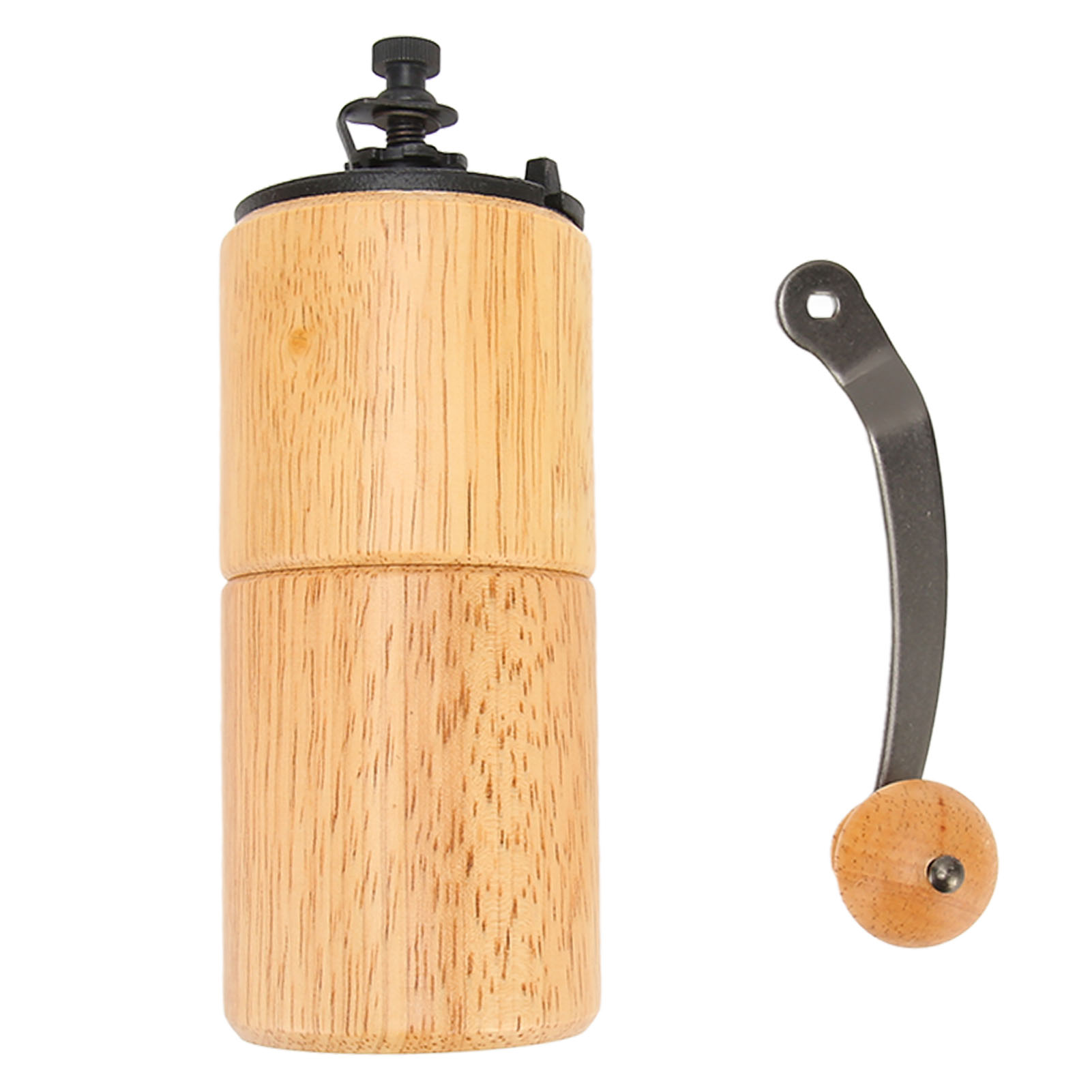 Manuelle Kaffeemühle Aus Holz, Verstellbare Bohnenmühle Mit Kurbel, Großes Fassungsvermögen, Naturholzfarbe