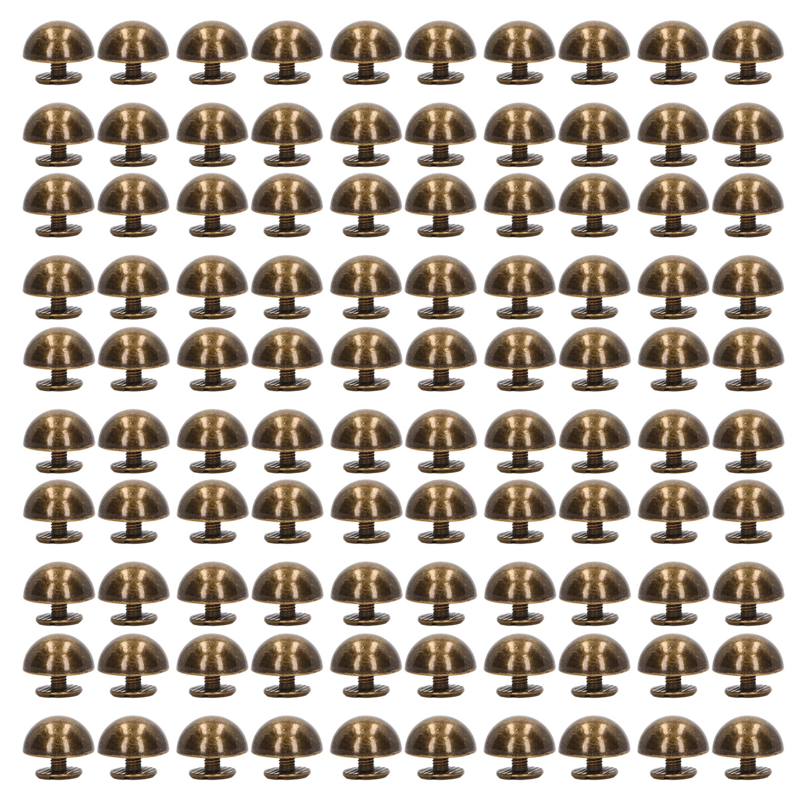 Packung Mit 100 Stück 10-mm-rundkopf-pilznieten, Galvanisierte Legierung, Halbkreisförmig, Für Punk-kleidung Und -schuhe, Bronze