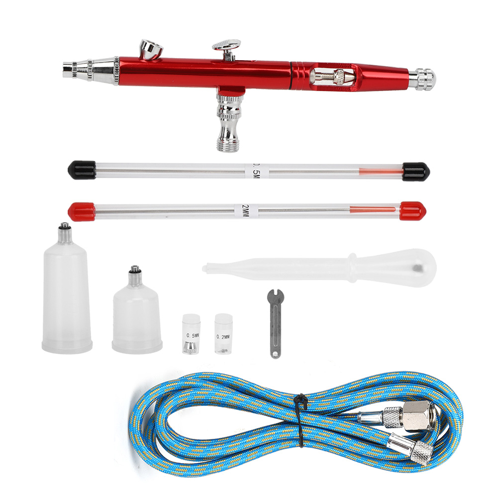 Von Außen Verstellbare Airbrush-farbpistole, Handliches Diy-sprühgerät Für Kuchen Und Werbung, Rot