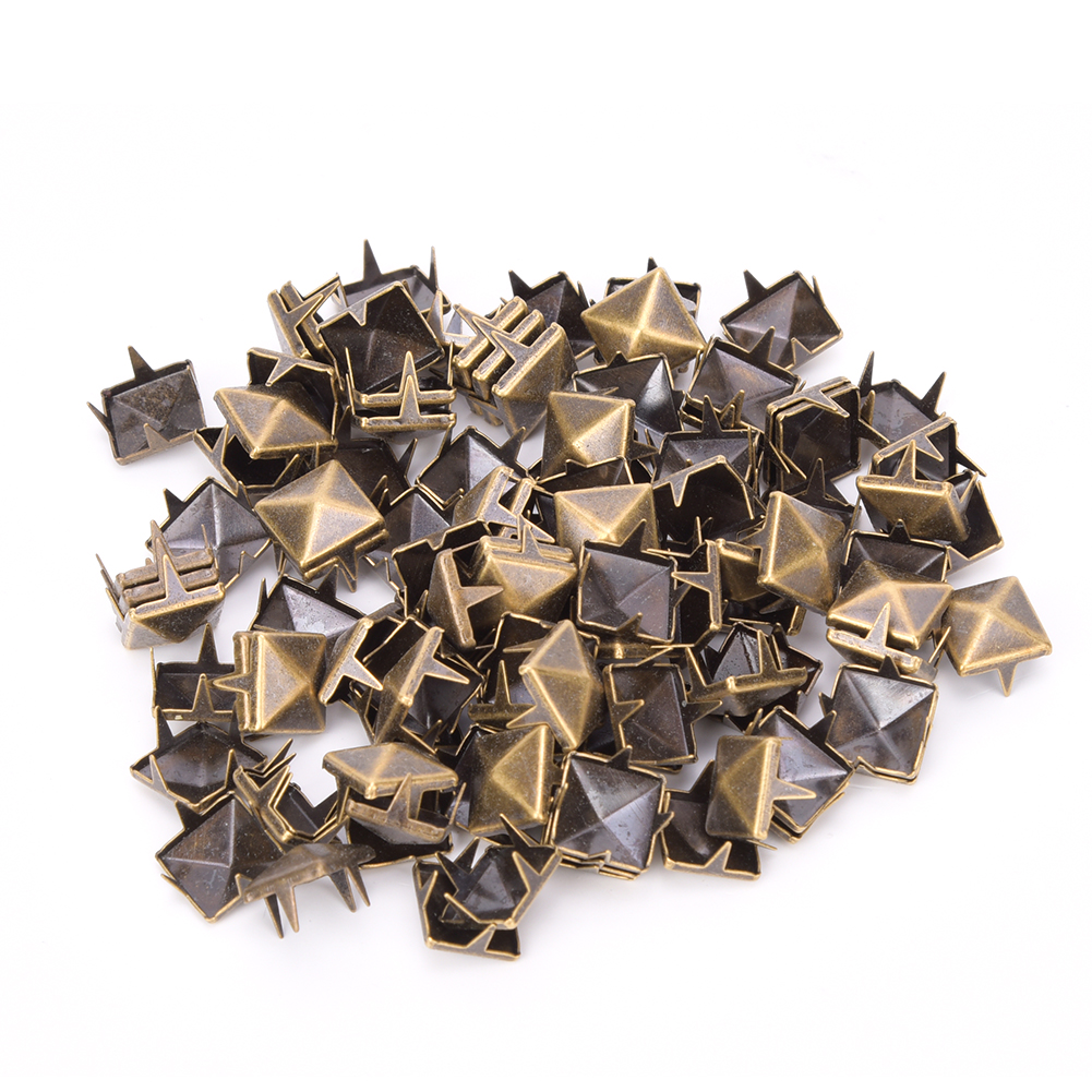 100 Vierkantnieten 9 Mm Aus Messing Und Kupfer Für Lederdekorationen, Taschen, Schuhe, Bekleidungsaccessoires, Bronze