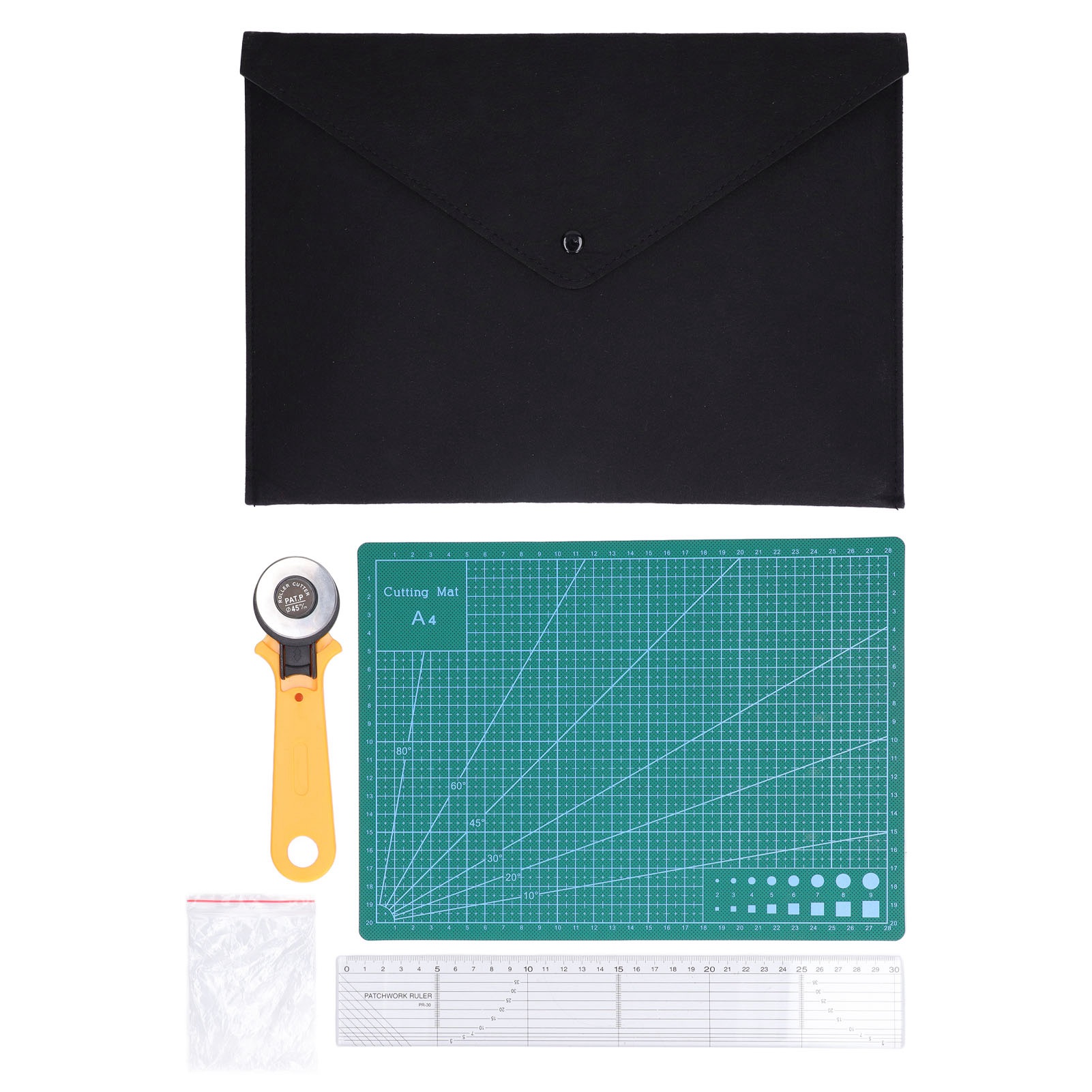 Set Mit 2 Transparenten, Selbstheilenden A4-schneidematten Mit 45-mm-rollschneider Zum Nähen, Patchworken Und Basteln