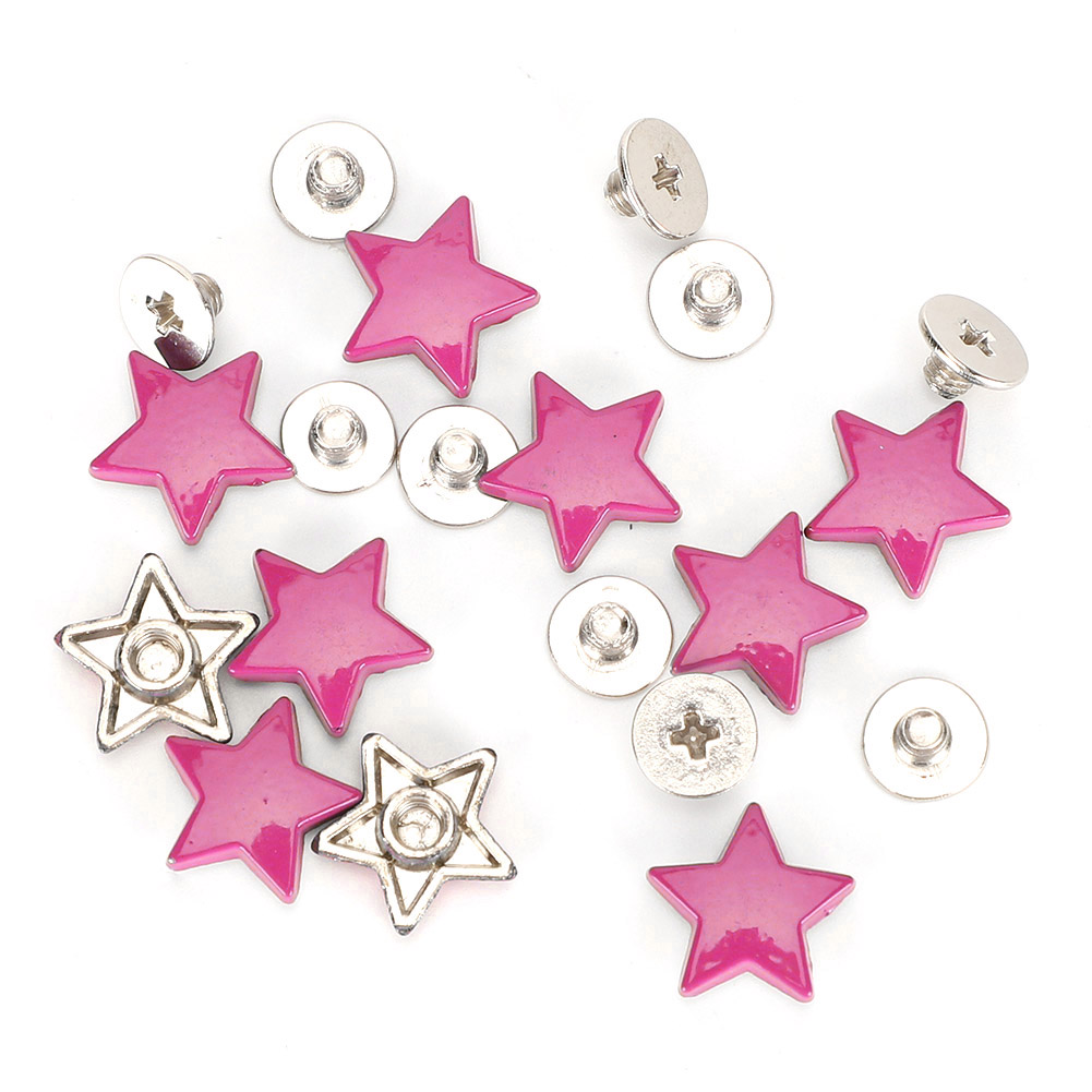 Packung Mit 50 Rostfreien Sternnieten, 12 Mm, Flach, Lila Zinklegierung, Bekleidungsdekorationszubehör