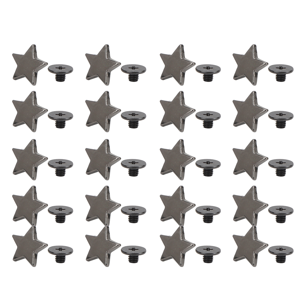 Set Mit 20 Schwarzen Sternnietknöpfen Aus Metall Für Diy-kleidung, Schuhe Und Accessoires Inklusive Schrauben