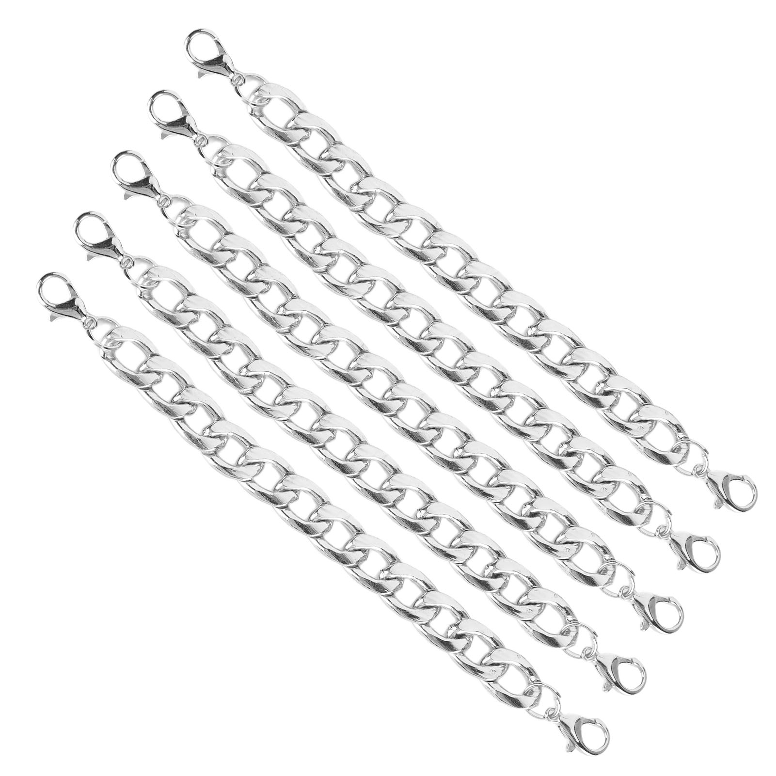 Set Aus 5 Silberplattierten Metallkettengliedern, Doppelverschluss Für Selbstgemachte Handyhüllen, Handgefertigtes Taschenaccessoire