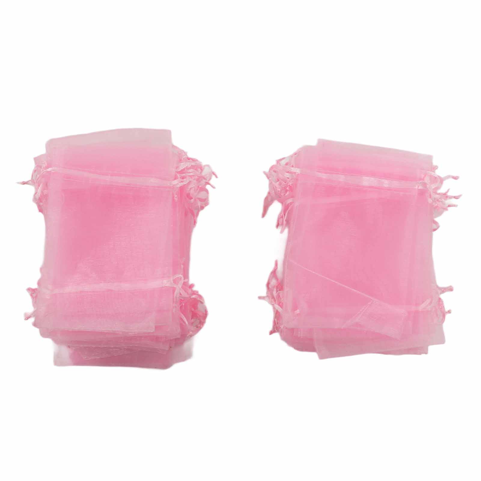 100 Transparente Organzabeutel (10 X 15 Cm) Mit Kordelzug, Geschenkbeutel Aus Netzgewebe, Tragbarer Schmuckbeutel, Rosa, Für Hochzeiten