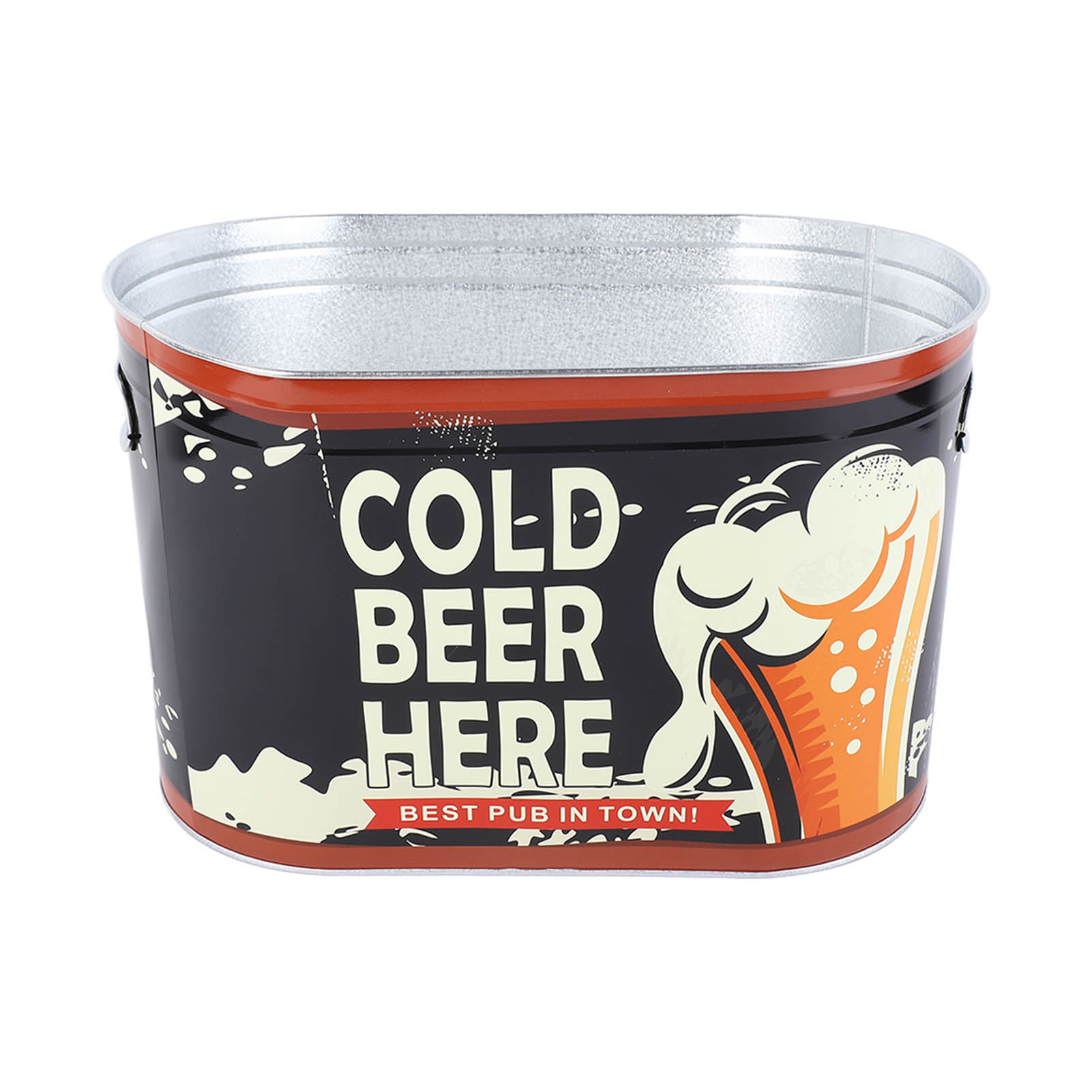 Großer Ovaler Bierkühler Mit Seitlichem Griff, Rostfrei, Stilvolles Design, Für Bars Und Grillabende, Für Kaltes Bier, Kleines Modell