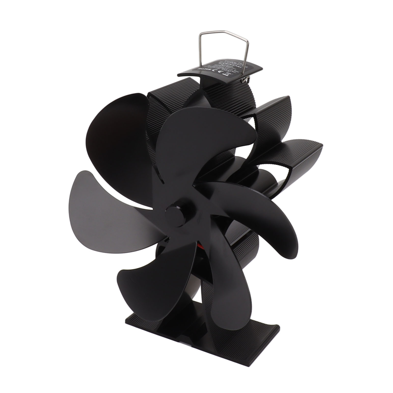 Geräuscharmer 6-blatt-ofenlüfter Aus Aluminiumlegierung Für Kamine Und Holzöfen, Schwarz