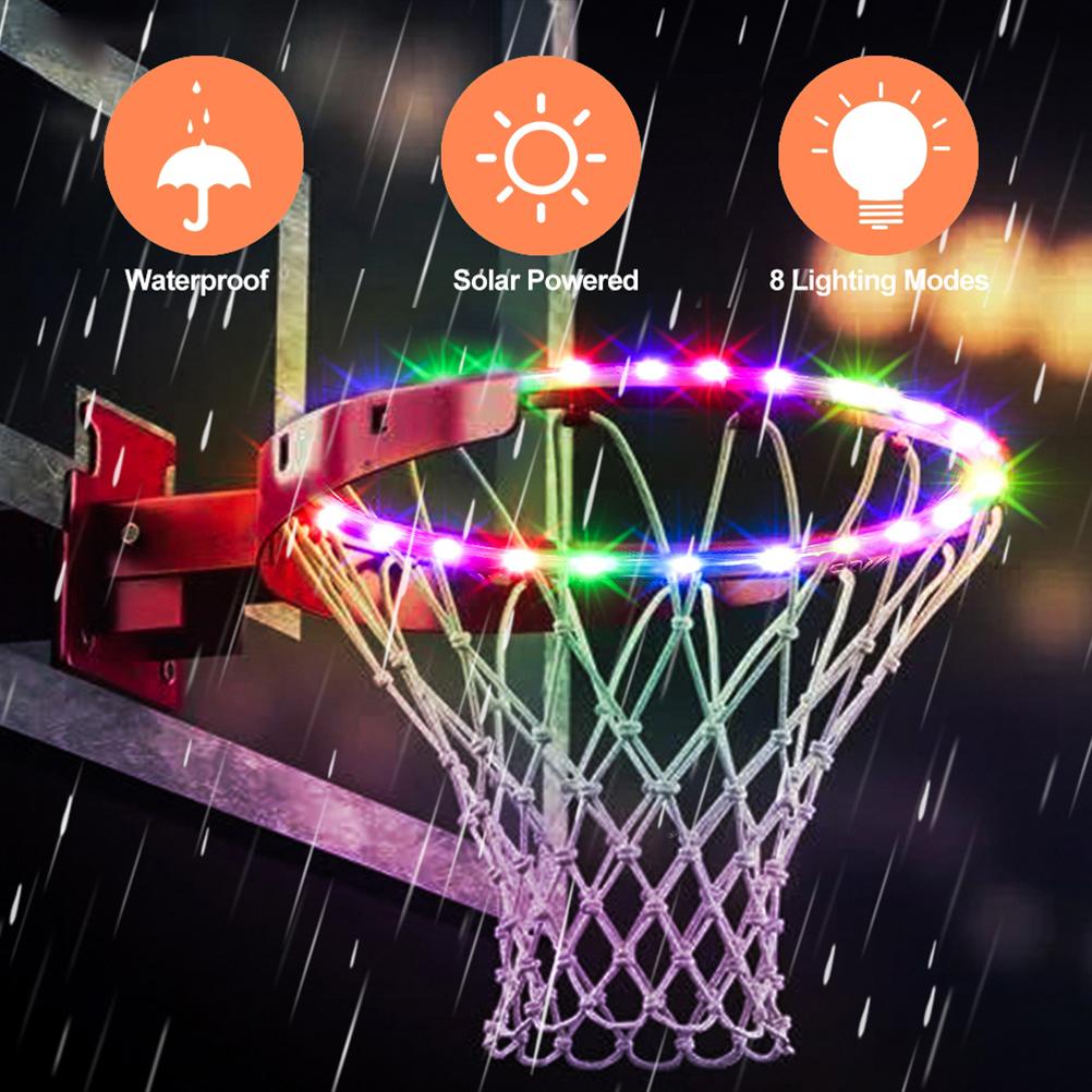 Led-basketballkorbbeleuchtung Mit Fernbedienung, 4 Modi, 16-farbiger Ringbeleuchtung, Wasserdicht, Für Outdoor-training Und Nachtspiele