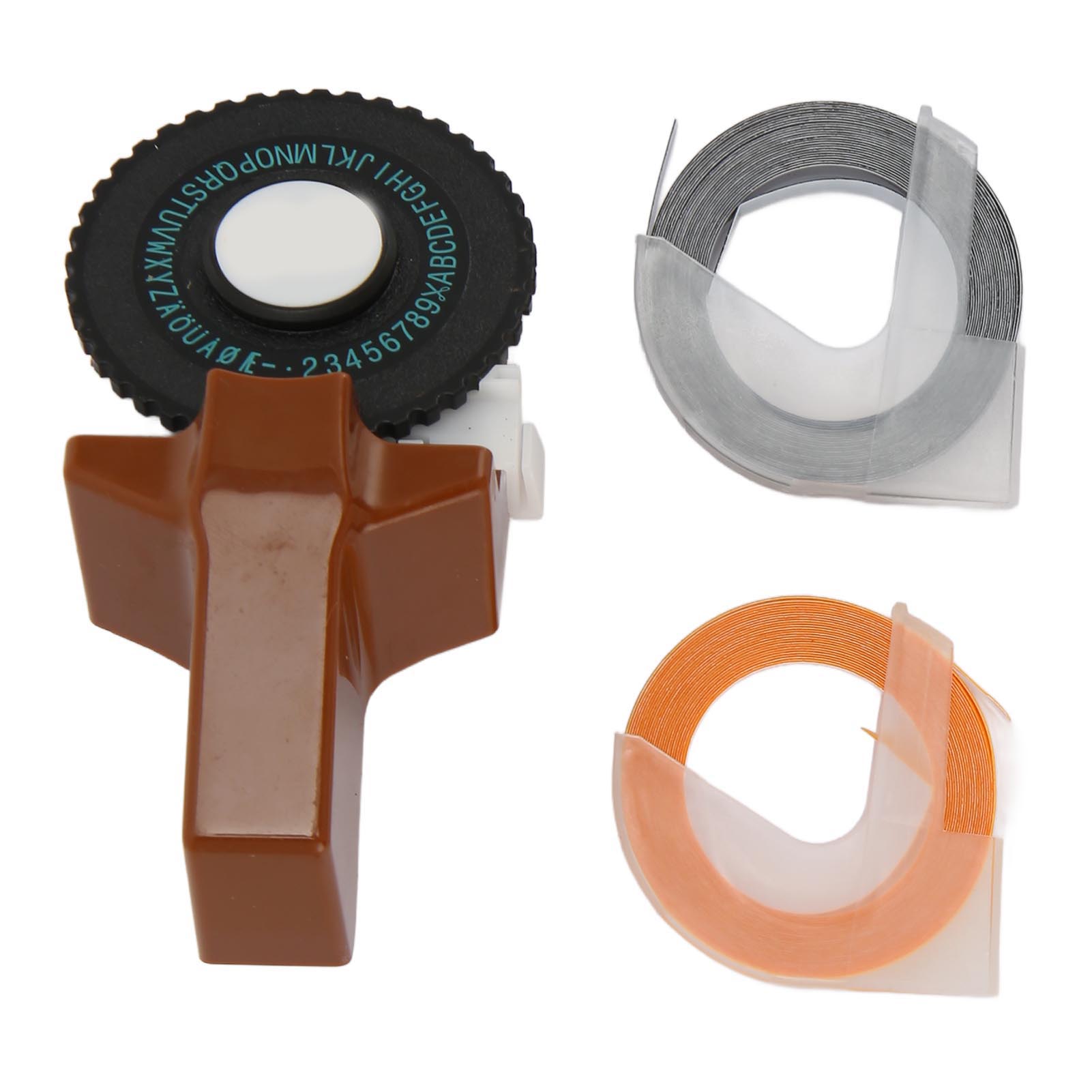 Multifunktionales, Tragbares Prägeetikettiergerät Mit 2 Rollen Klebeband, Für Zuhause Und Büro, Braun