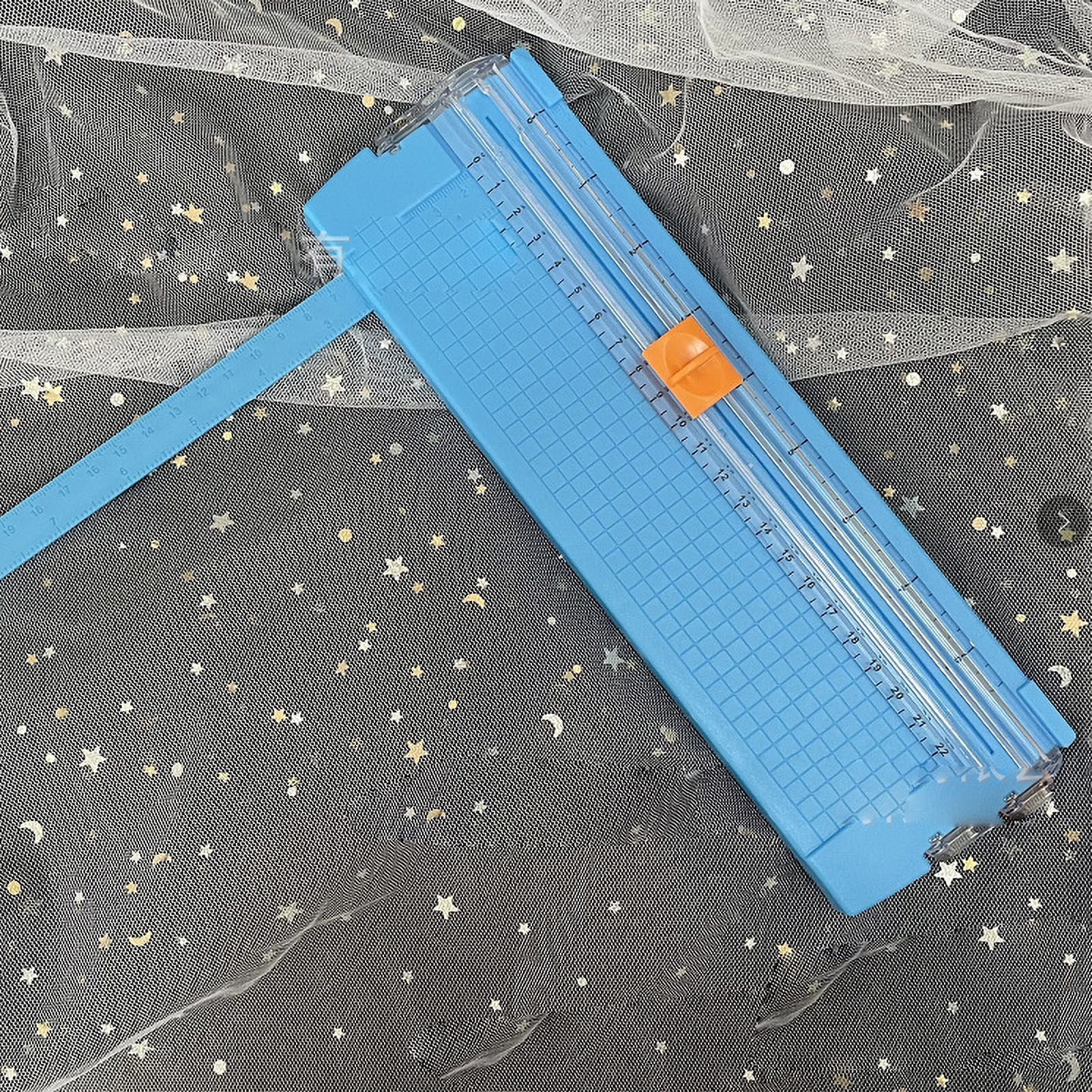 Mini-klappschere, Sauberer Schnitt Ohne Grate, Kohlenstoffstahl, Transparentes Lineal, Zum Schneiden Für Scrapbooking, Blau, Kleiner Papierschneider