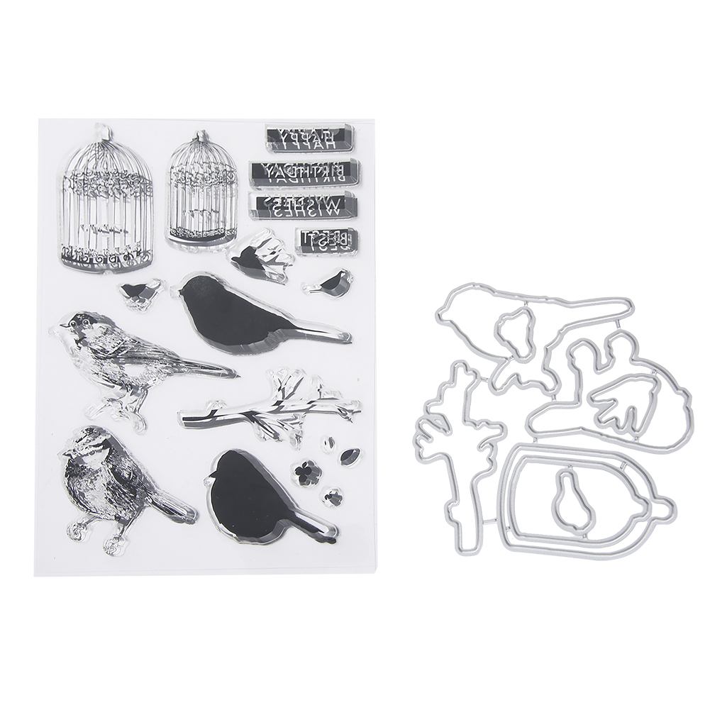 Selbstgemachter, Transparenter Silikonstempel Für Scrapbooking, Vogel- Und Käfigmotive, Fotoalbumdekoration, Fertiger Stempel, 1 Stück