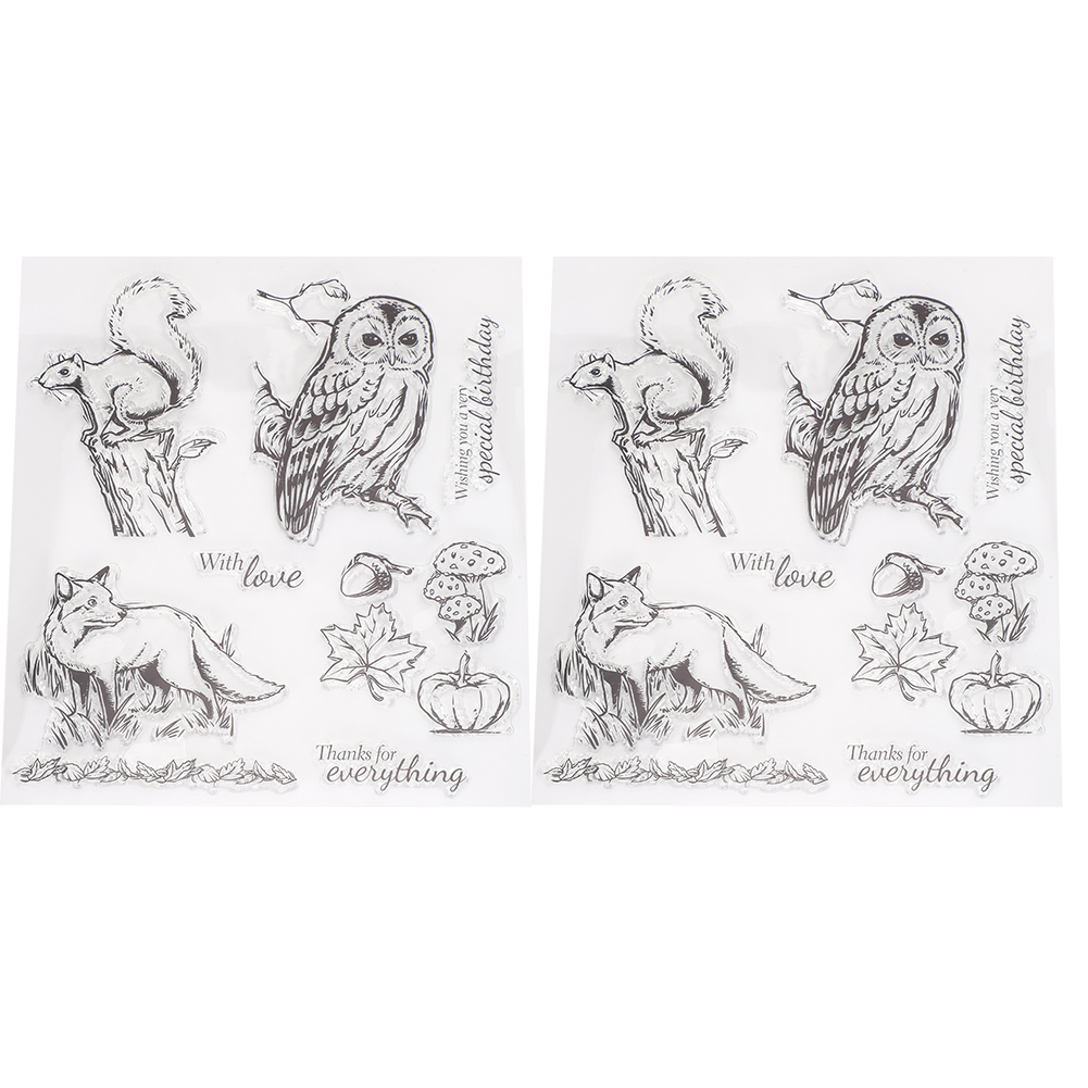Set Mit 2 Transparenten Silikonstempeln Für Scrapbooking, Diy-journaling, Eulen-, Eichhörnchen- Und Fuchsmotive, Siegel T1672
