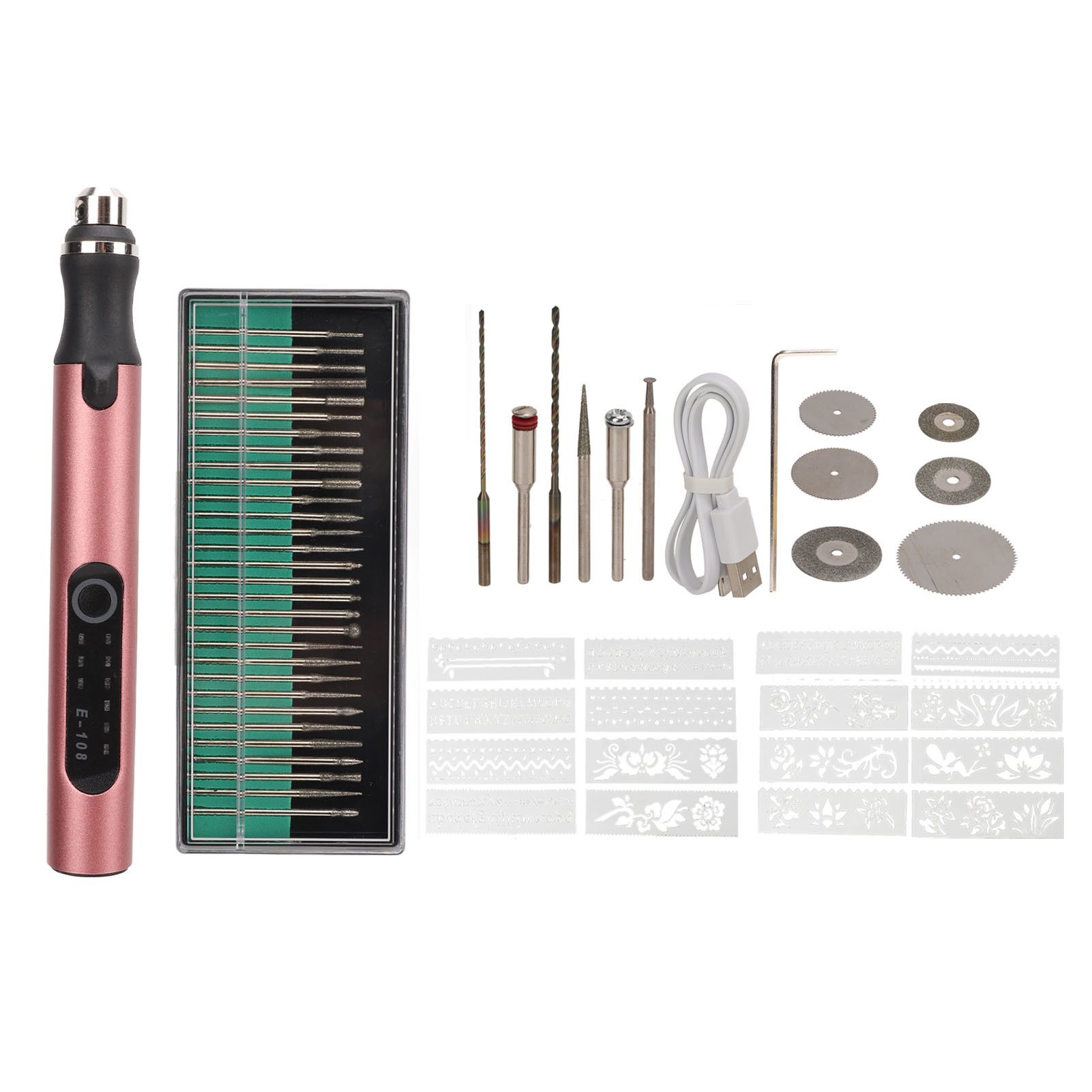 Usb-wiederaufladbares, Kabelloses Elektrisches Gravierset, Mini-gravierstift Mit Led-licht, Automatischer Abschaltfunktion, Roségoldene Farbe