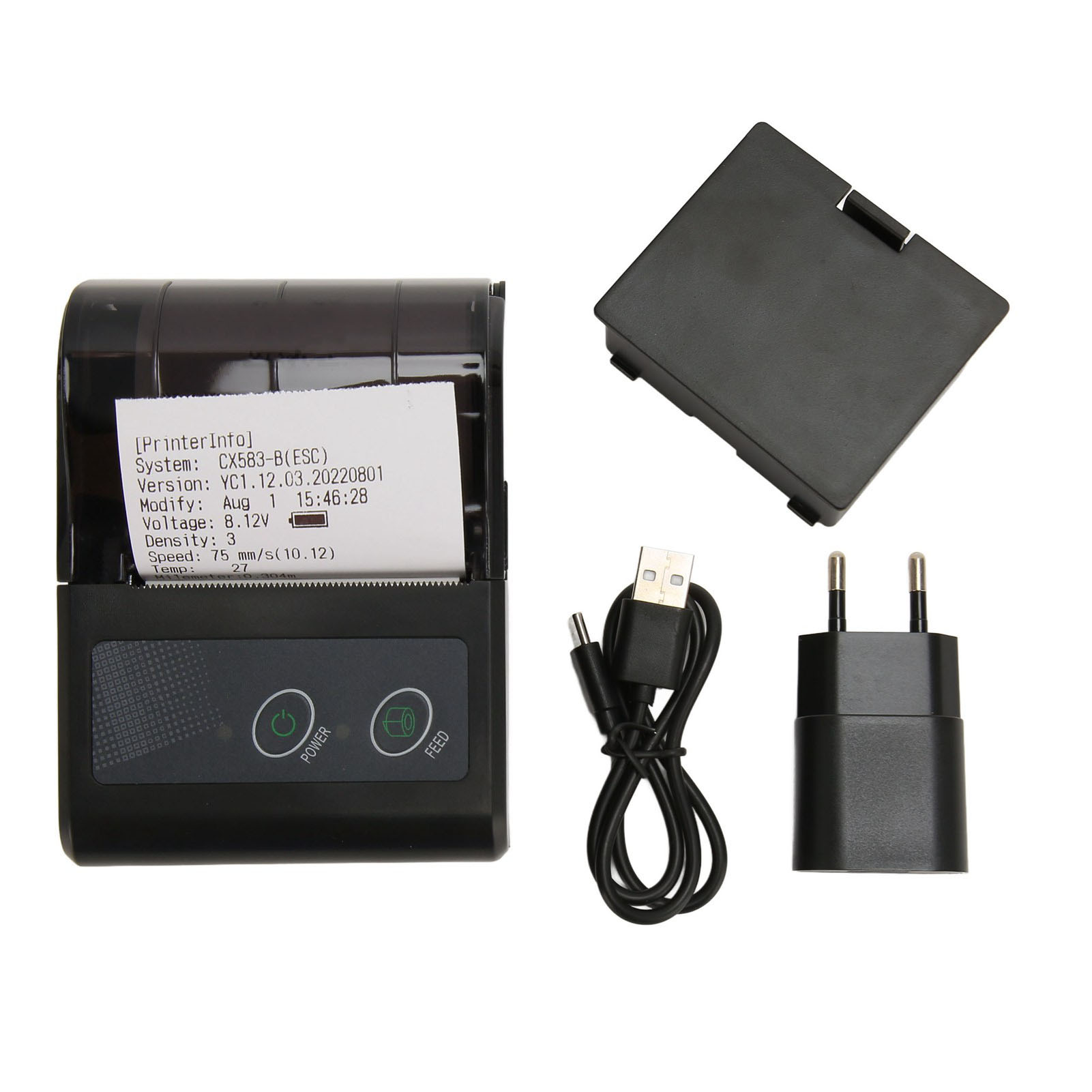 58-mm-usb-thermodrucker, Druckgeschwindigkeit 50–80 Mm/s, 203 Dpi, Gezahntes Messer, Versandetiketten, Eu-stecker 100–240 V