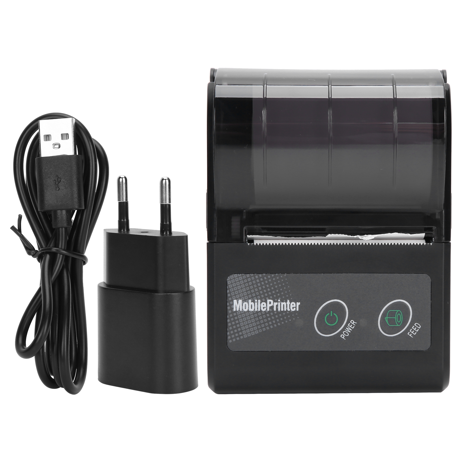 Tragbarer Bluetooth-thermodrucker Für Tickets, Rechnungen, Etiketten, 100–240 V Eu-stecker