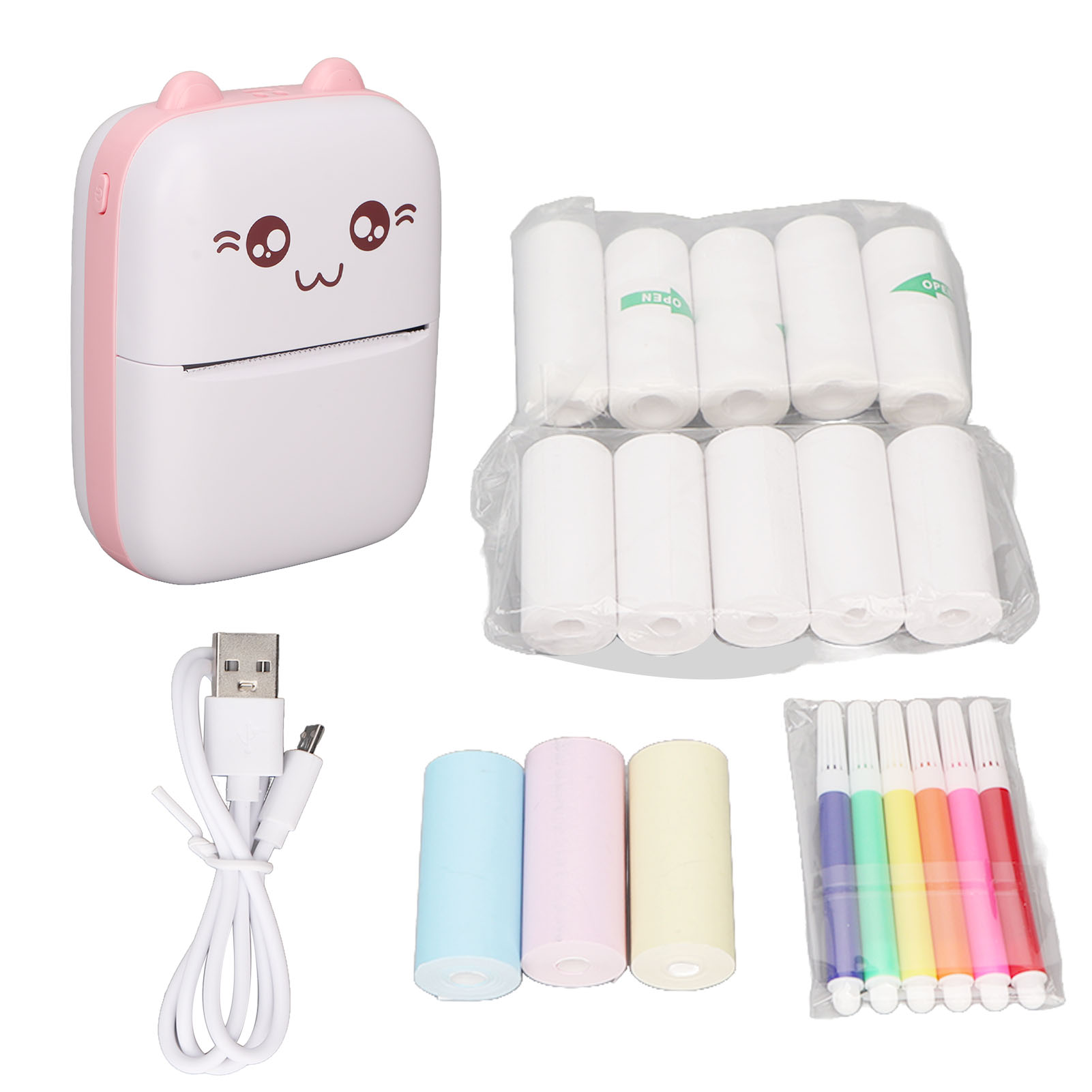 Mini-tragbarer, Kabelloser Thermodrucker Mit Selbstklebefunktion Für Fotos, Belege, Etiketten, Notizen Und Bürobedarf – Rosa