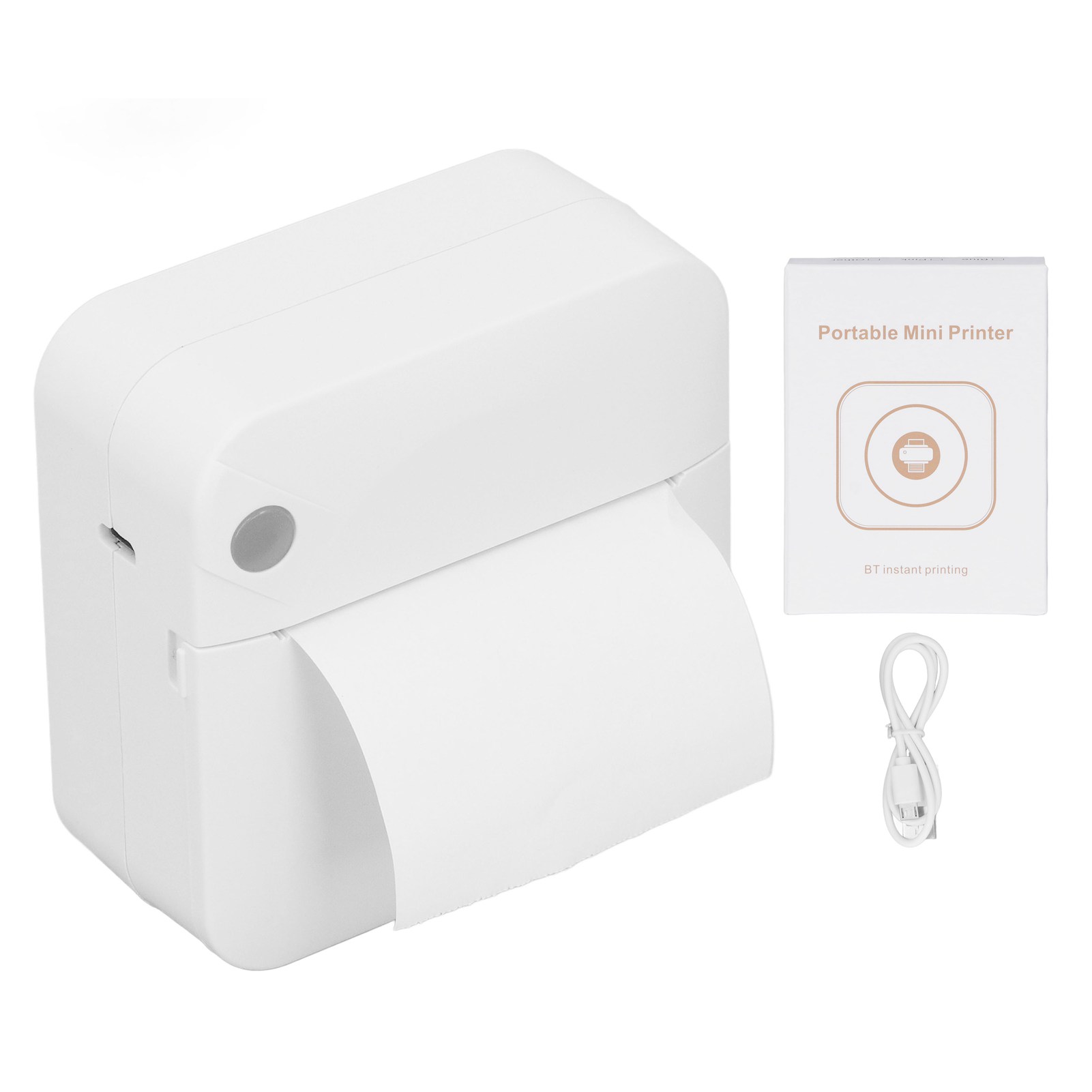 Mini-thermodrucker Für Etiketten, 200 Dpi, Leise, Usb-aufladbar, Für Belege Und Fotos, Weiß