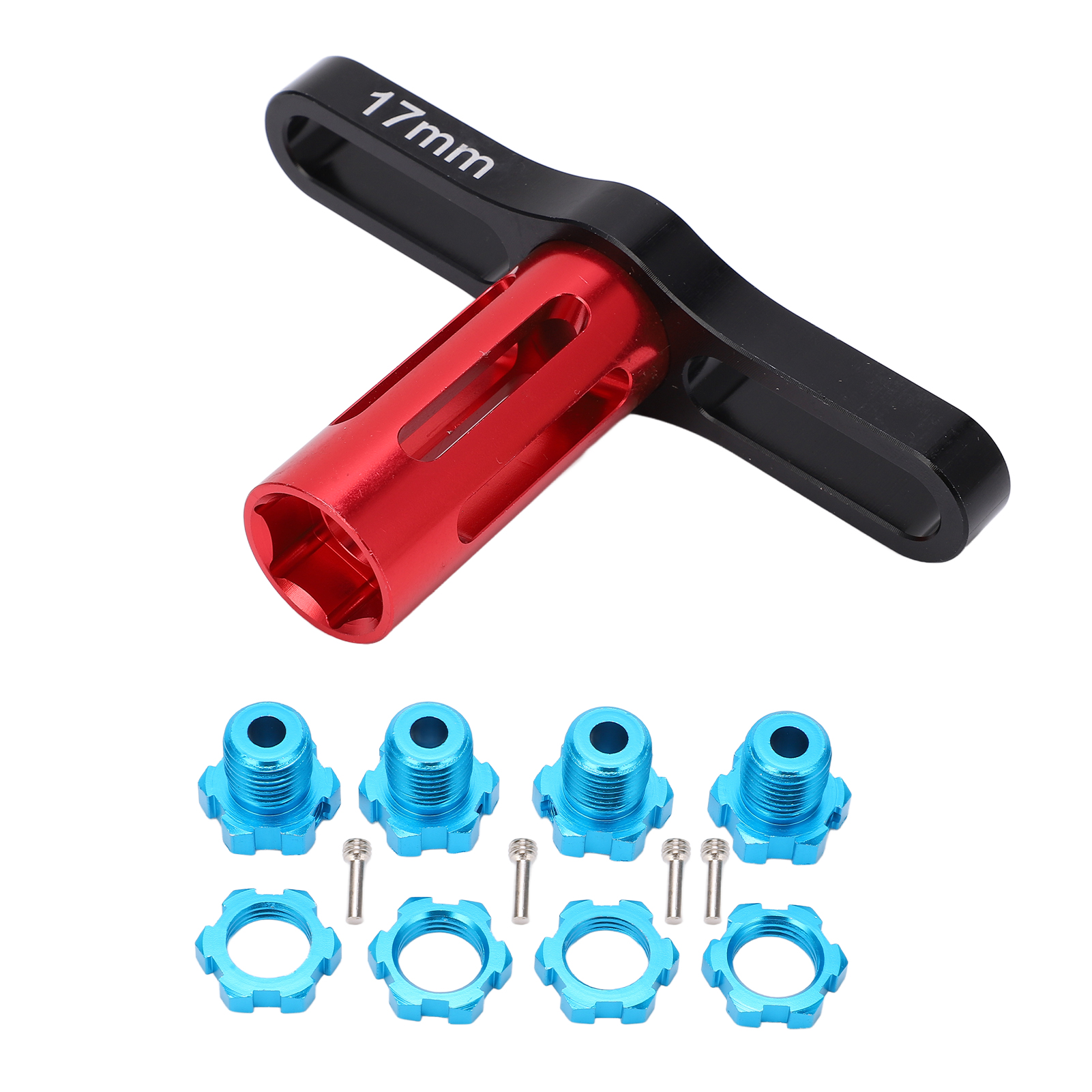 X 17 Mm Sechskantmuttern Mit Verzahnung Für Traxxas Summit Erevo 1/10 Radnaben, Mit Ausbauwerkzeug (blau)