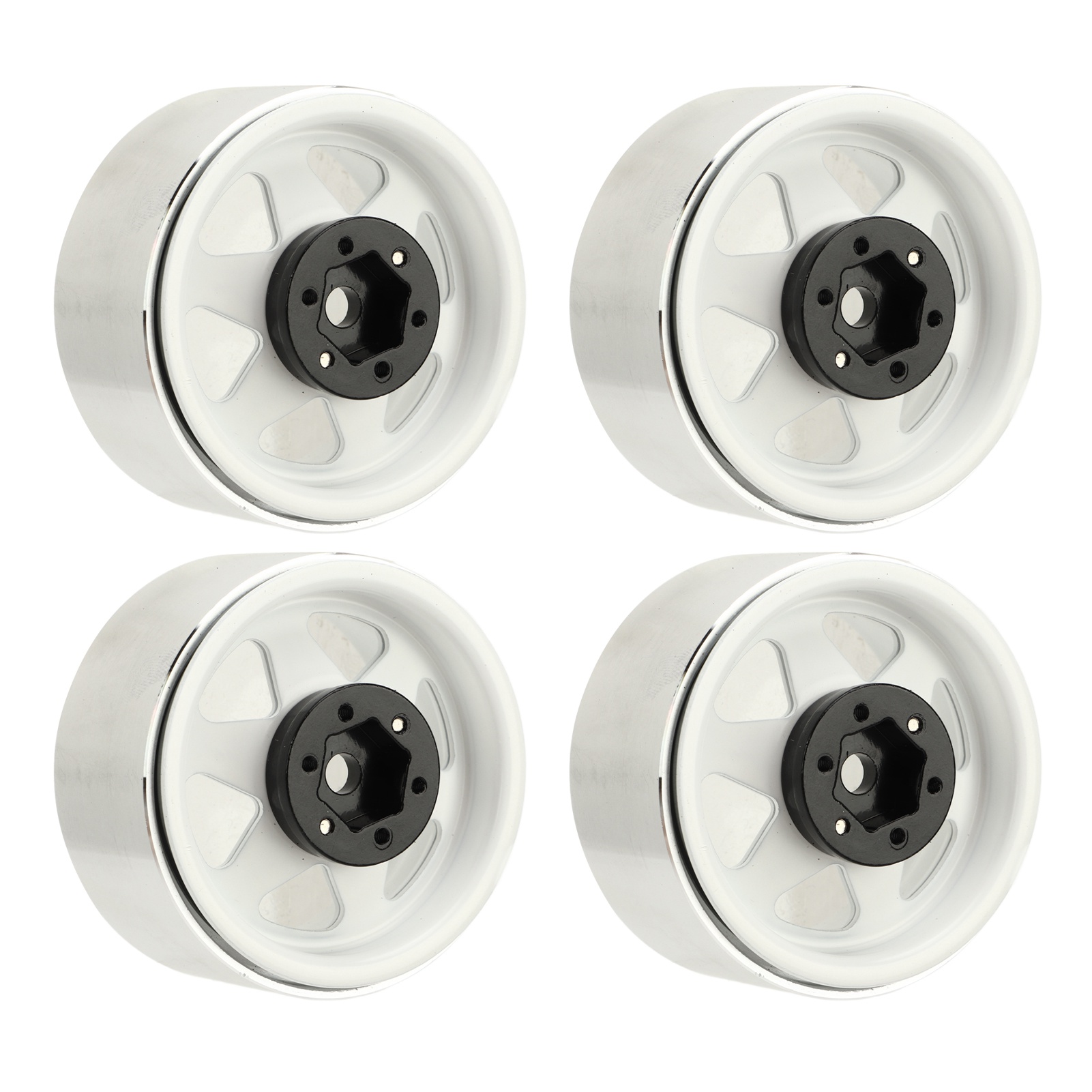 Stück Beadlock-felgen Mit Offset – 8,9 Mm Hohlmetallnabenfelgen Für Axial Scx10 90046, 1,9 Zoll, Weiß