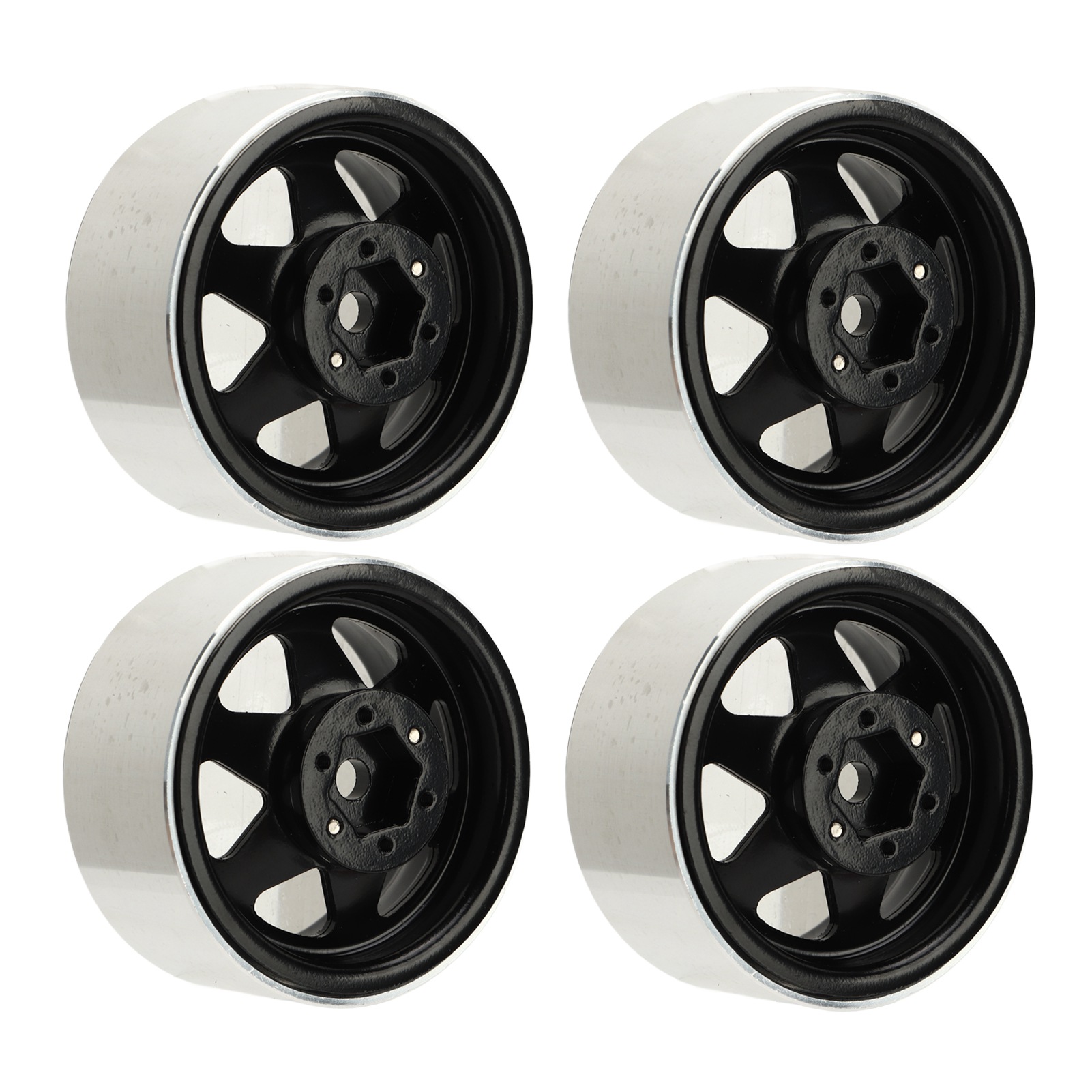 Stück Beadlock-felgen Mit Offset – 8,9 Mm Hohlmetallnabenfelgen Für Axial Scx10 90046 1,9 Zoll Schwarz
