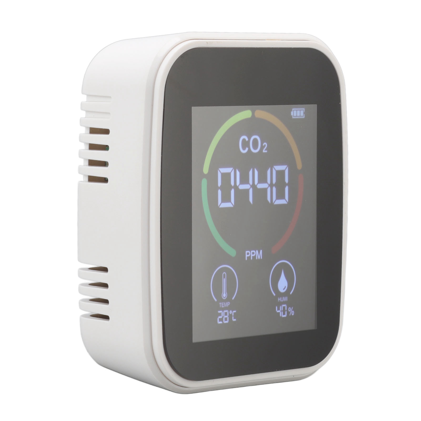 Co₂-detektor Für Innenräume, Tvoc-luftqualitätsmonitor, Temperatur- Und Feuchtigkeitssensor, Weiß
