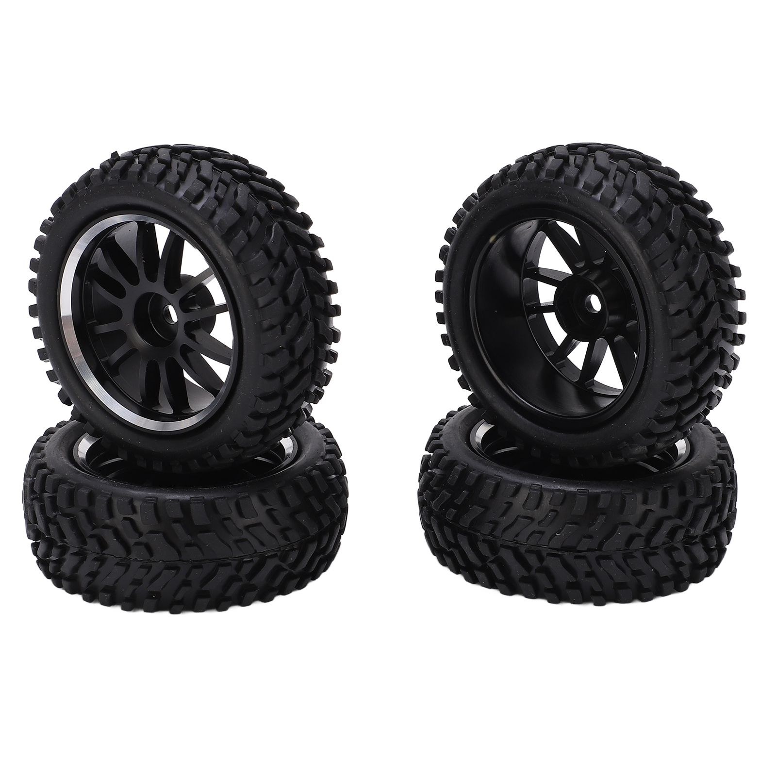 Stück 75-mm-12-speichen-räder, Silberne Felge, Schwarze Reifen, Rc-car-upgrade-teile Für Wltoys 144001 1/14 Offroad-fahrzeug