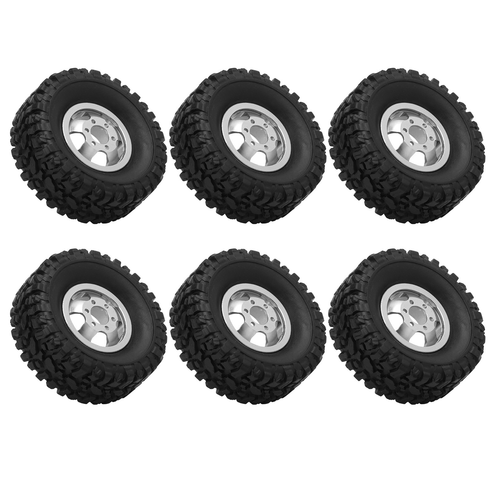 Rc-gummireifen Mit Aluminiumfelgen Für 4wd Wpl-fahrzeuge C14, C24, C34, C44, B14, B24, B16, B36 – Silber