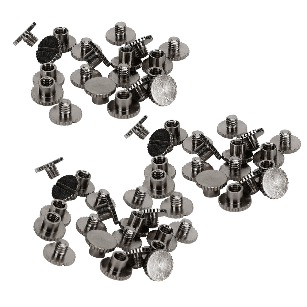Set Mit 30 Messingnietknöpfen, Gerändeltem Flachkopf 9,5 X 6 Mm, 4 Mm Nägeln, Schwarzen Schrauben Zur Lederbindung