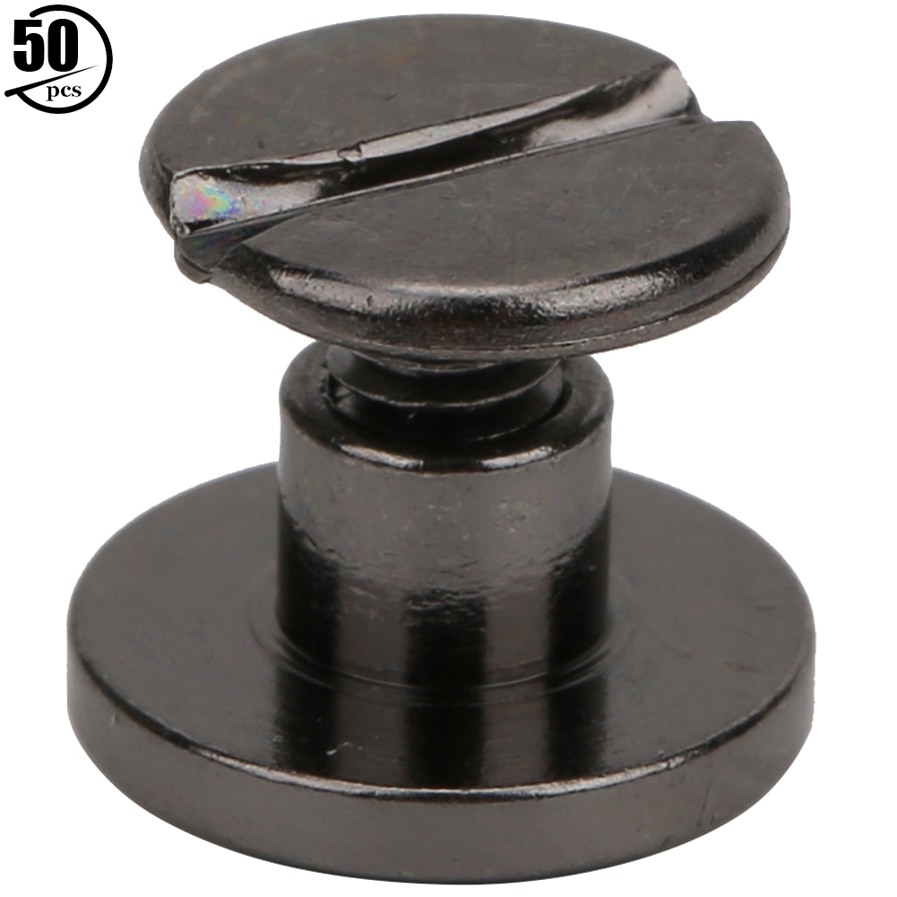 Packung Mit 50 Messingschrauben/nägeln Mit Flachem Kopf, 6,5 Mm, Für Diy-lederarbeiten, Gunmetal-finish, Zum Einschrauben