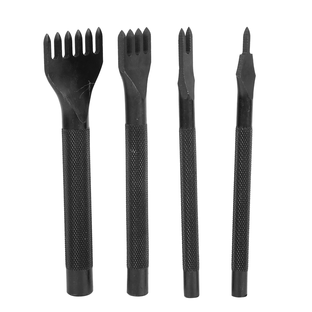 Set Mit 4 Vierzinkigen Lederlochern, Bastelwerkzeug, Elektrolytisch Schwarz, 5 Mm