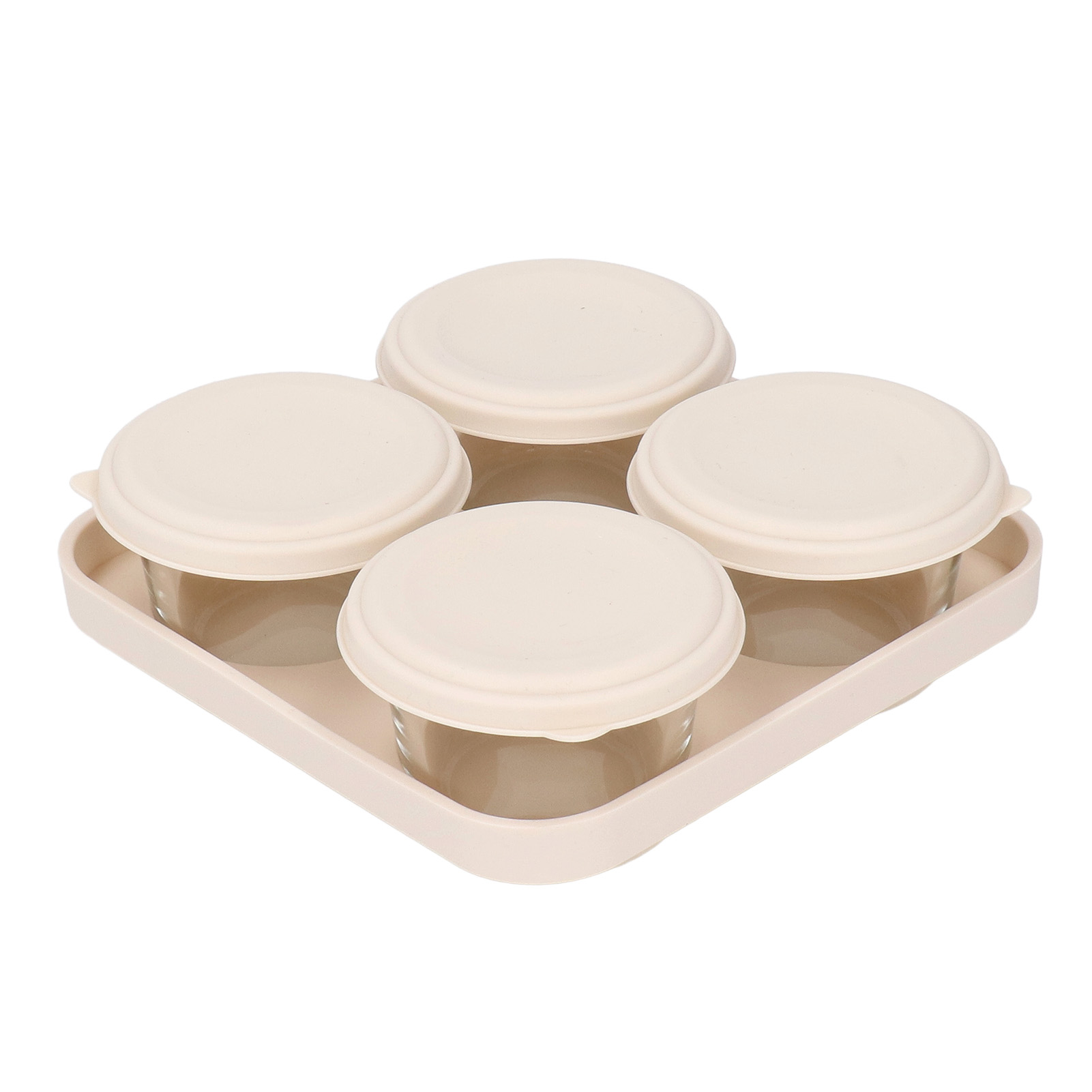 Transparenter Salatdressingbehälter, Wiederverwendbares, Lebensmittelechtes Silikon Mit Deckel, Gefrier- Und Mikrowellengeeignet, Beige