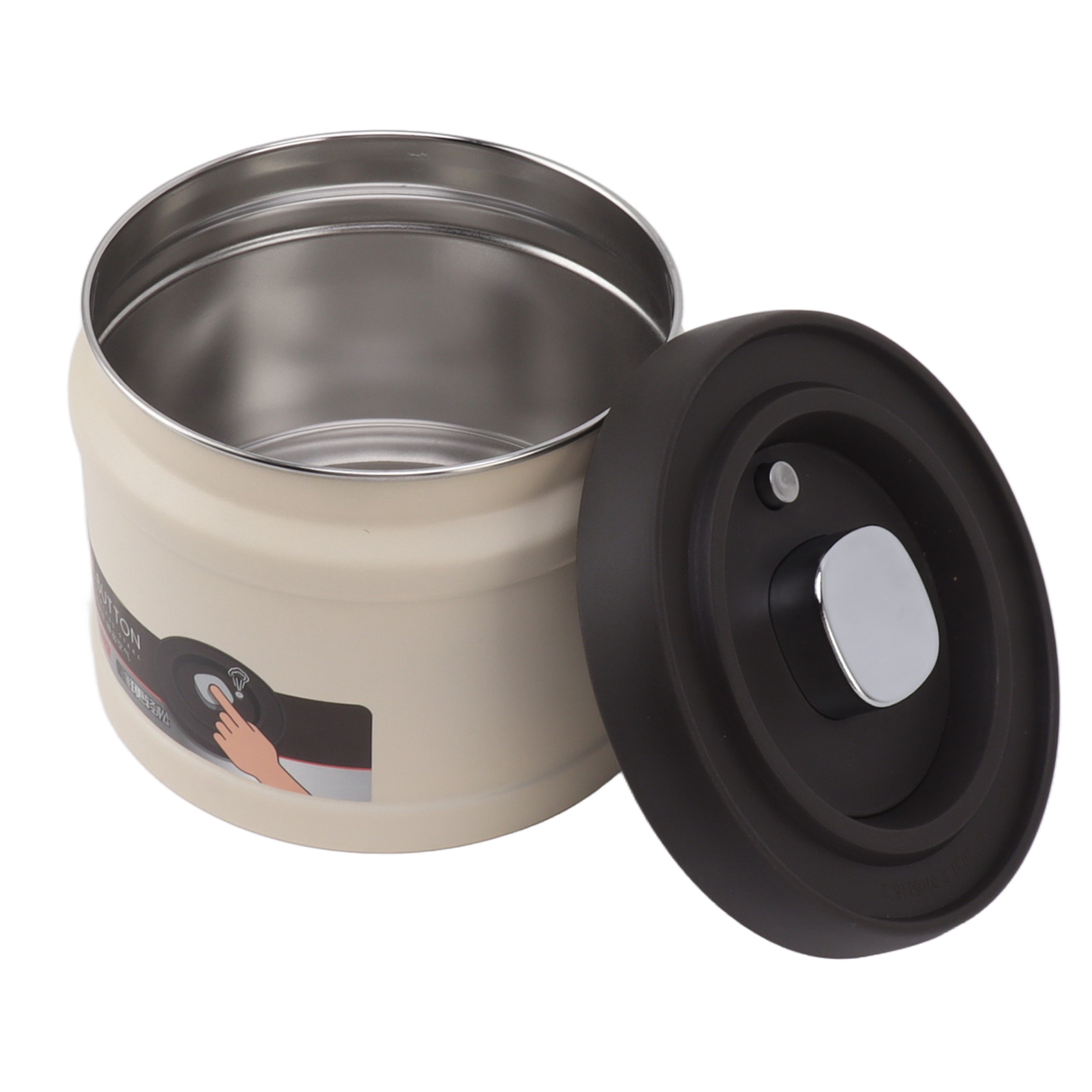 Vakuum-kaffeebehälter Aus Edelstahl 304, Luftdichter Pressverschluss, Aufbewahrungsbox Für Kaffeebohnen, Tee, Nüsse, 1100 Ml, Beige