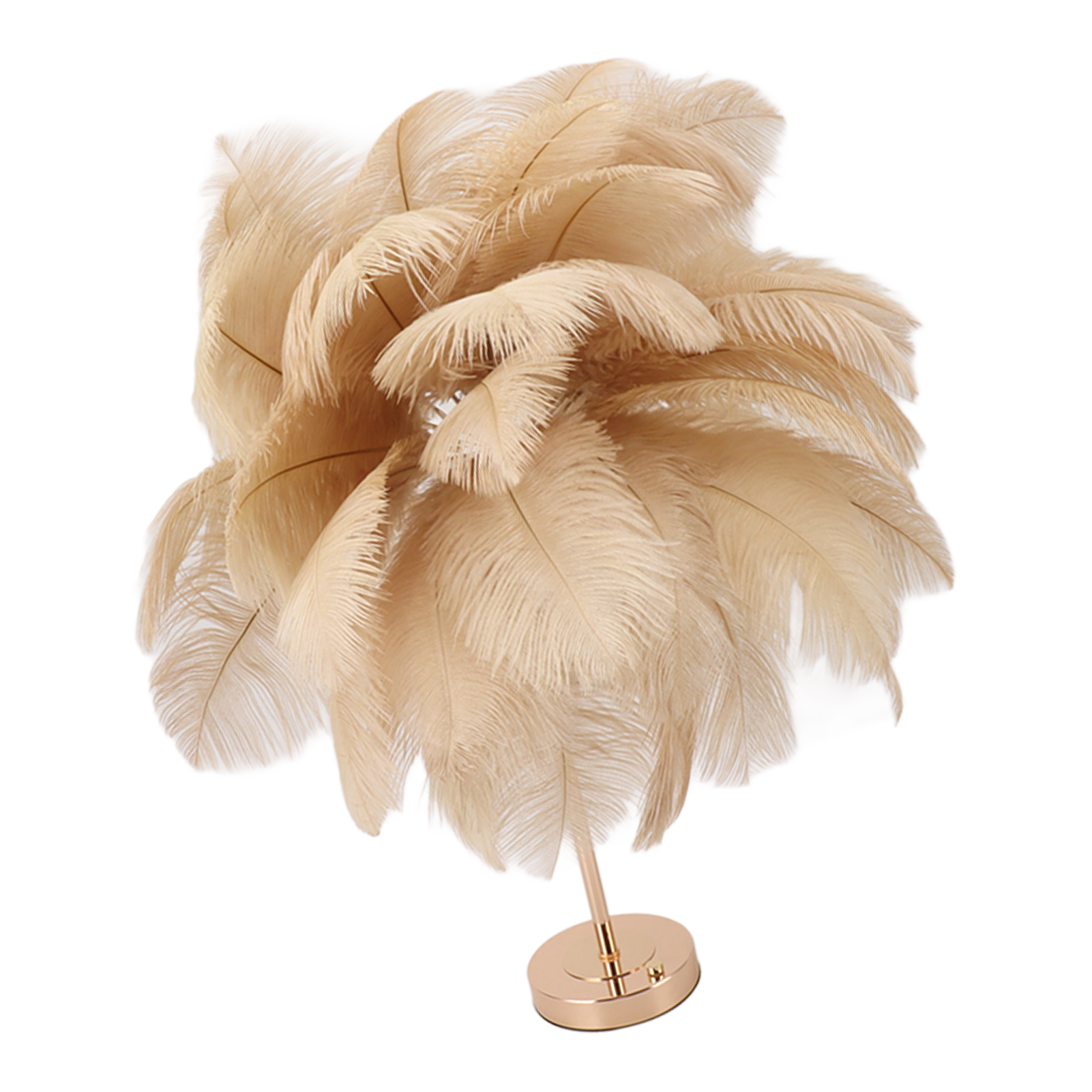 Wiederaufladbare Tischleuchte Aus Straußenfedern, Moderne Romantische Dekolampe Fürs Schlafzimmer, Nachttischlampe Für Die Inneneinrichtung, Beige
