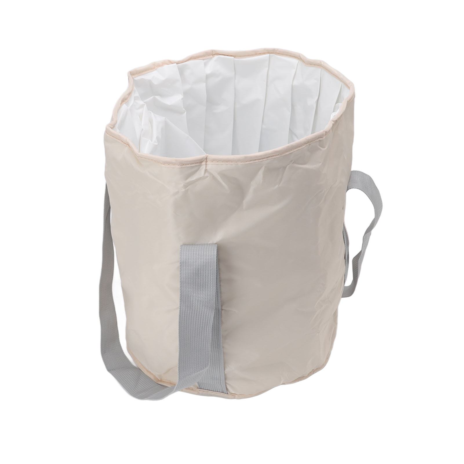 Doppellagiger, Faltbarer Campingeimer Aus Polyester Mit Aufbewahrungstasche, Beige