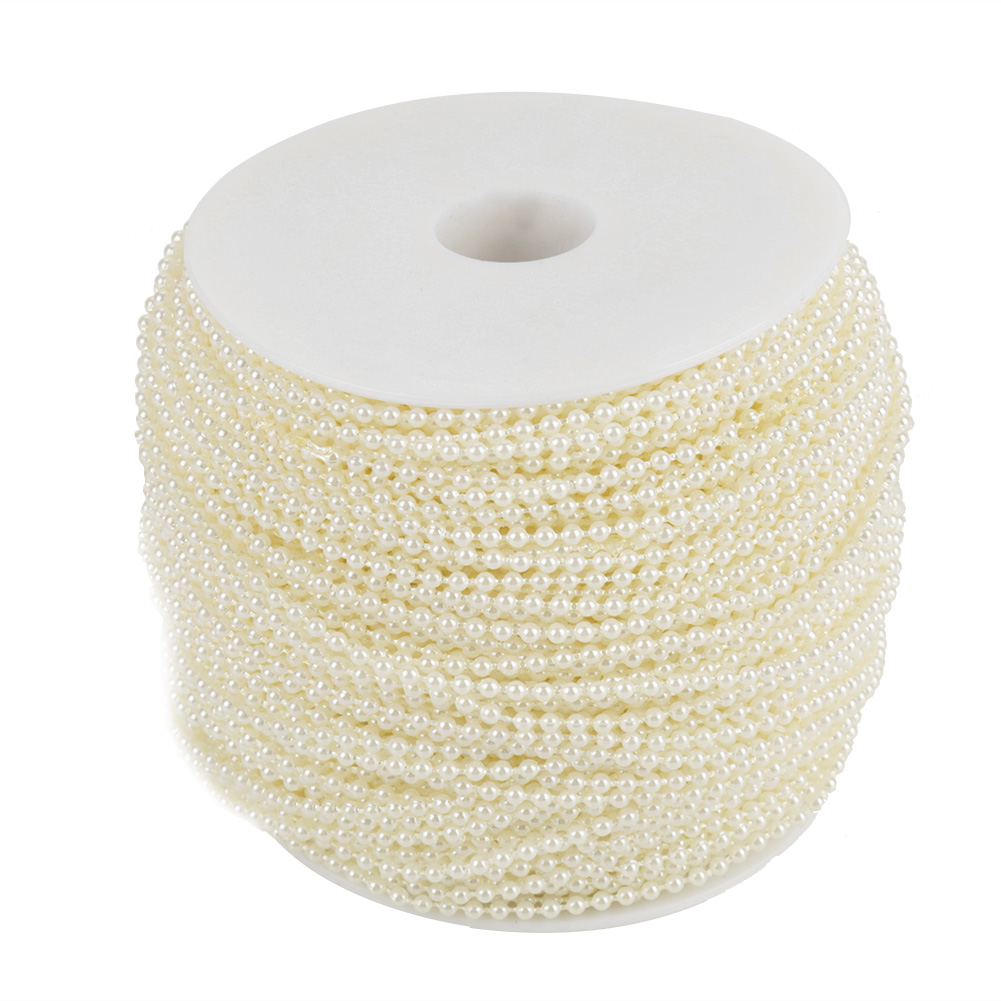 Imitationsperlenband 100 M/rolle, Diy-hochzeitsgirlandendraht, 2,5 Mm (beige)