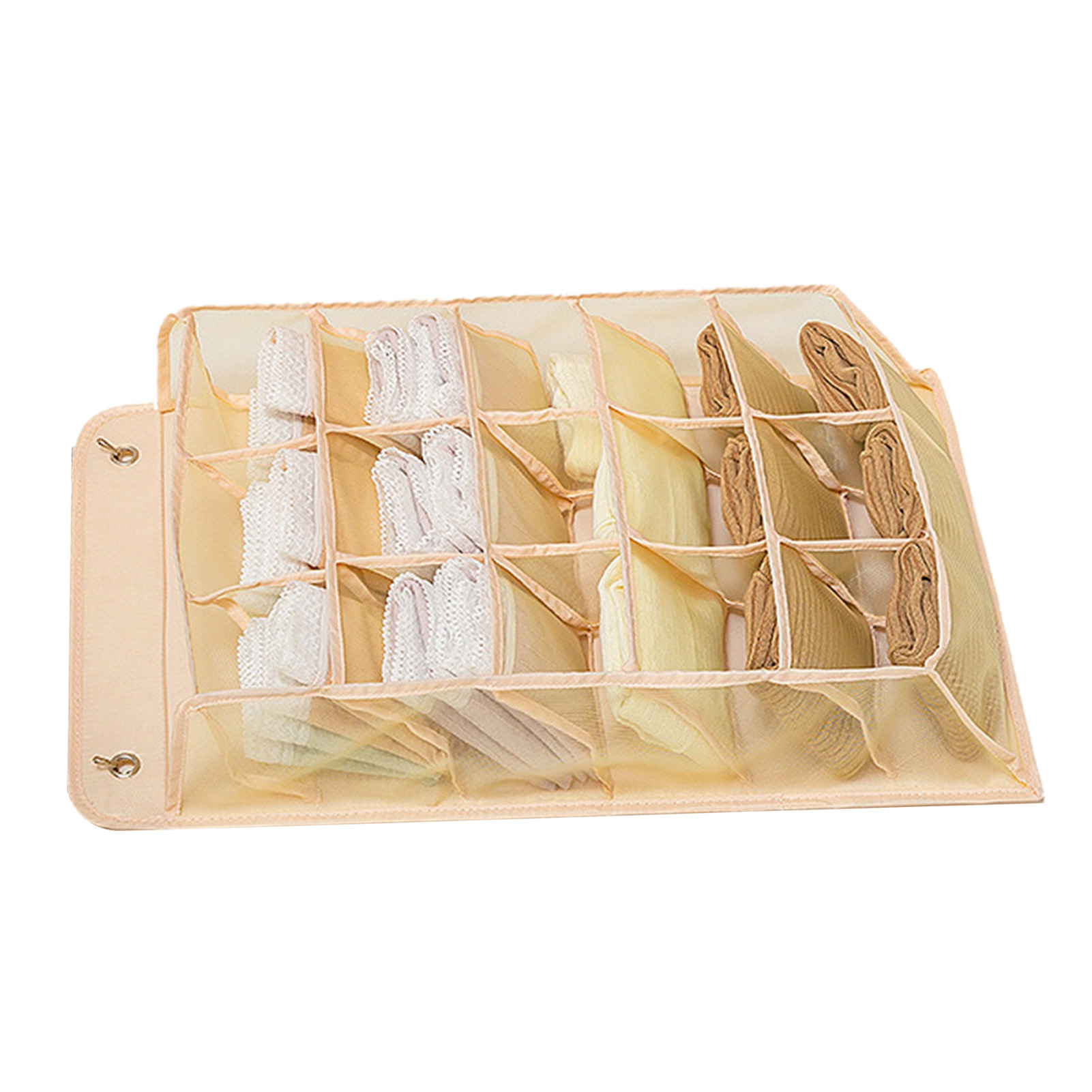 Hängender Unterwäsche-organizer-kleiderschrank Mit 15 Taschen, Beige, Wandregal Aus Oxford-gewebe Und Pp-platte Für Bhs, Socken Und Slips