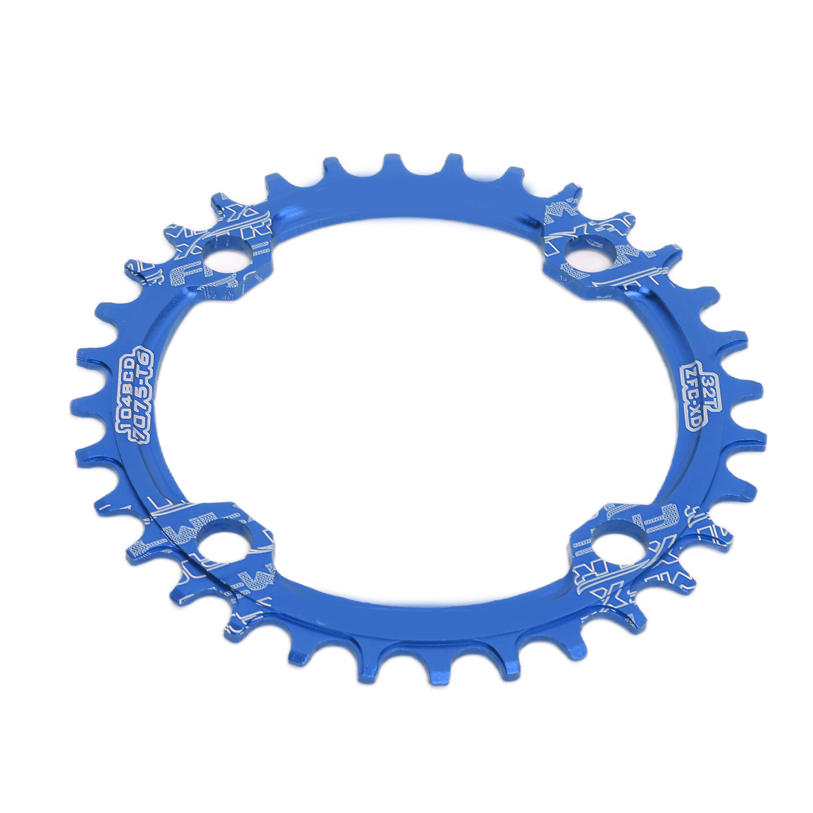 Fmfxtr Kettenblatt Mit Breiten Und Schmalen Zähnen, 104 Mm Lochkreis, 32 Zähne, Rund, Für Mountainbikes, Blau