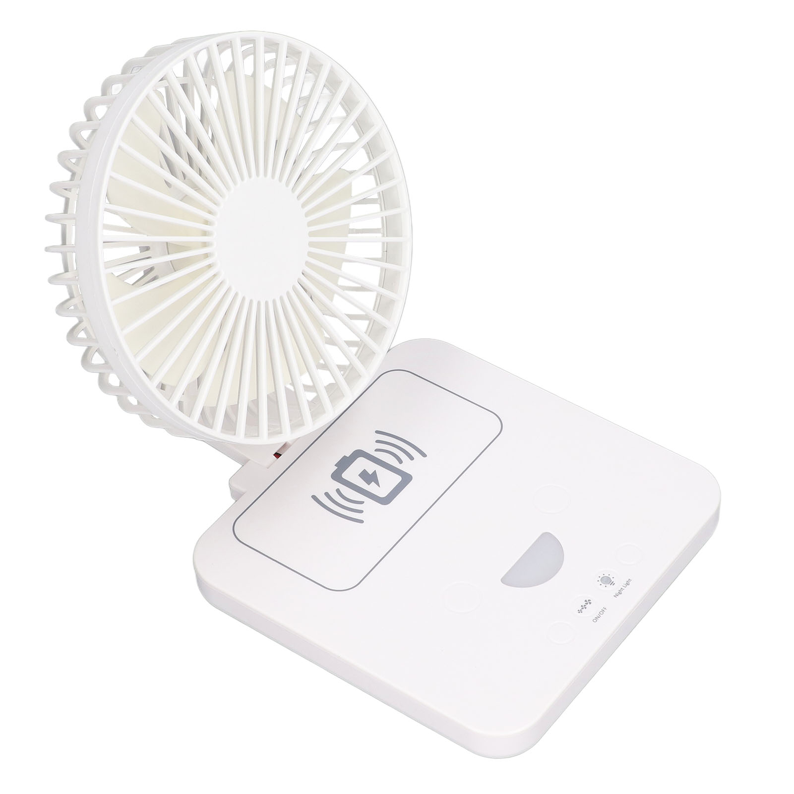 Faltbarer, Per Usb Aufladbarer Tischventilator Mit Kabellosem Handy-ladegerät, Oszillationsfunktion Und Nachtlicht