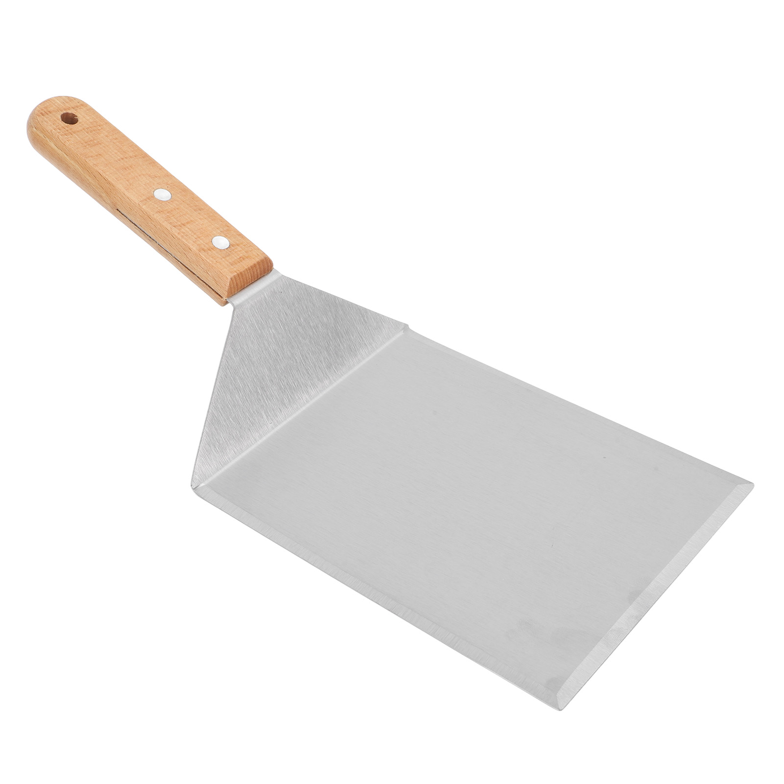 Professioneller Quadratischer Spatel Aus Lebensmittelechtem Edelstahl Mit Holzgriff Für Kuchen, Pizzen Und Crêpes.