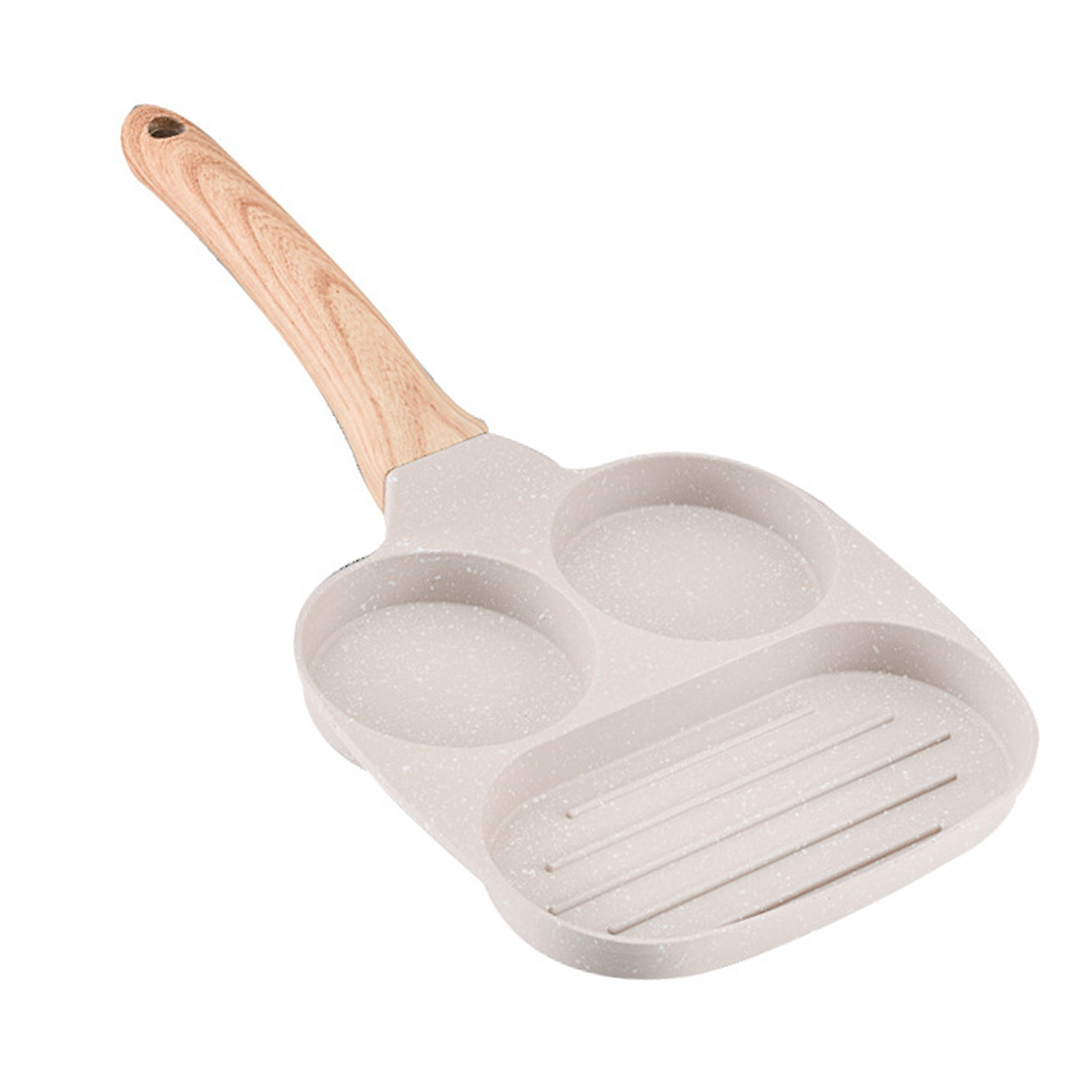 3-in-1 Frühstückspfanne Aus Antihaftbeschichteter Aluminiumlegierung, Preisgünstige Crêpe-pfanne Für Eier Und Speck, Gasgeeignet