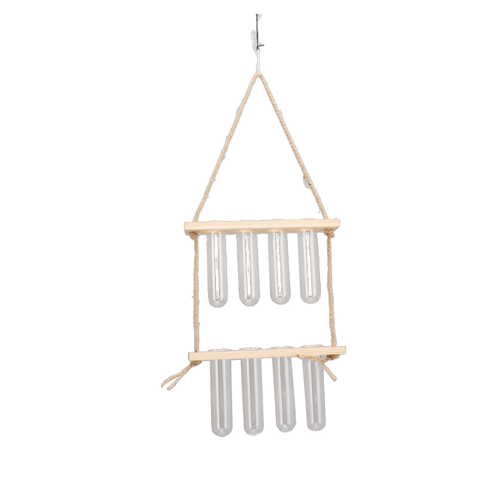 Wandmontierter Pflanzenanzuchtständer, 2 Ebenen, 8 Löcher, Platzsparend, Wand-terrarium Mit Haken, Für Zuhause Oder Büro, Holzfarbe