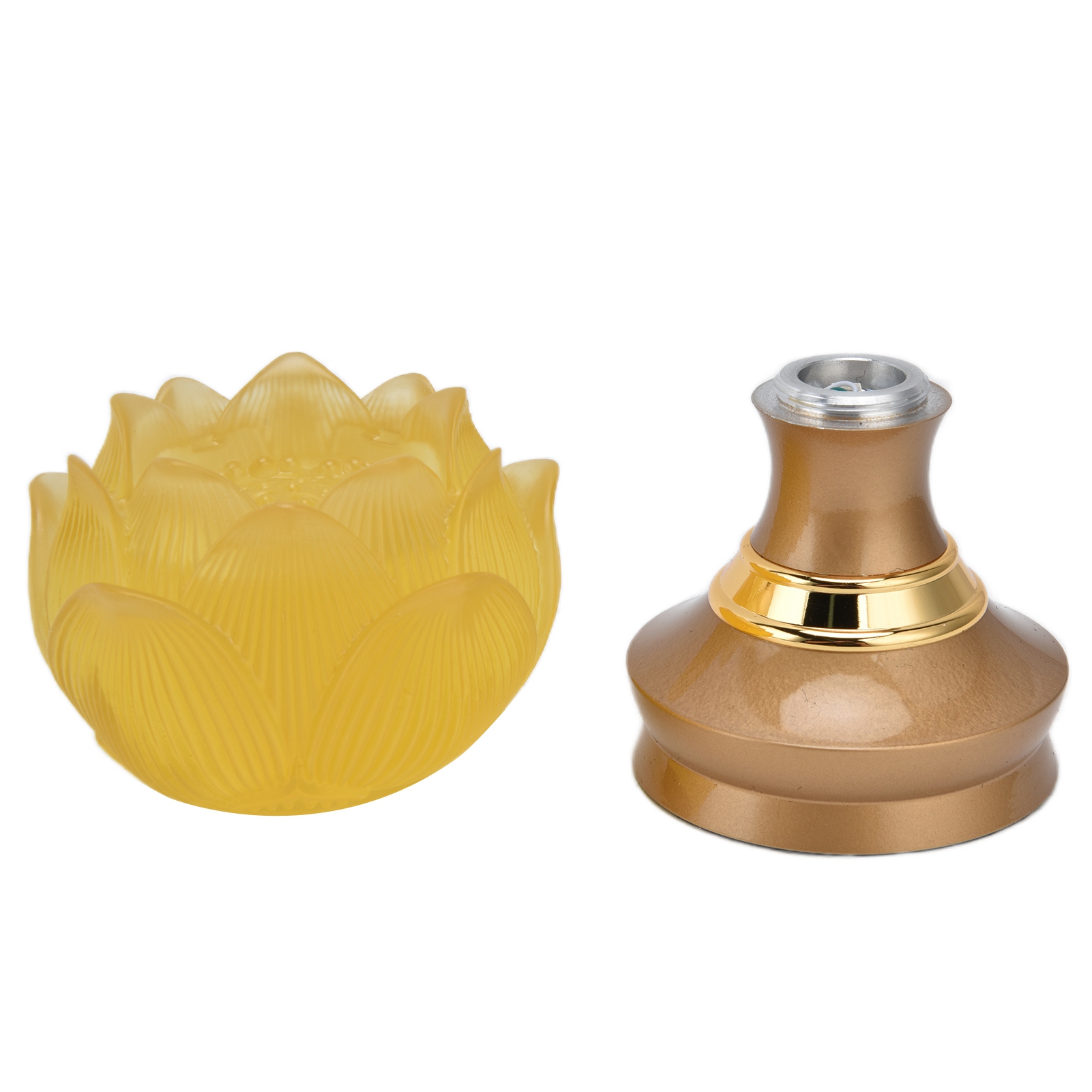 Buddhistisches Lotus-led-lotier-set, 2-teilig, Sockel Aus Aluminiumlegierung, Farbenfrohe Buddha-lampe, Gebetsdekoration, Religiöser Bedarf, Eu-stecker 100–240 V
