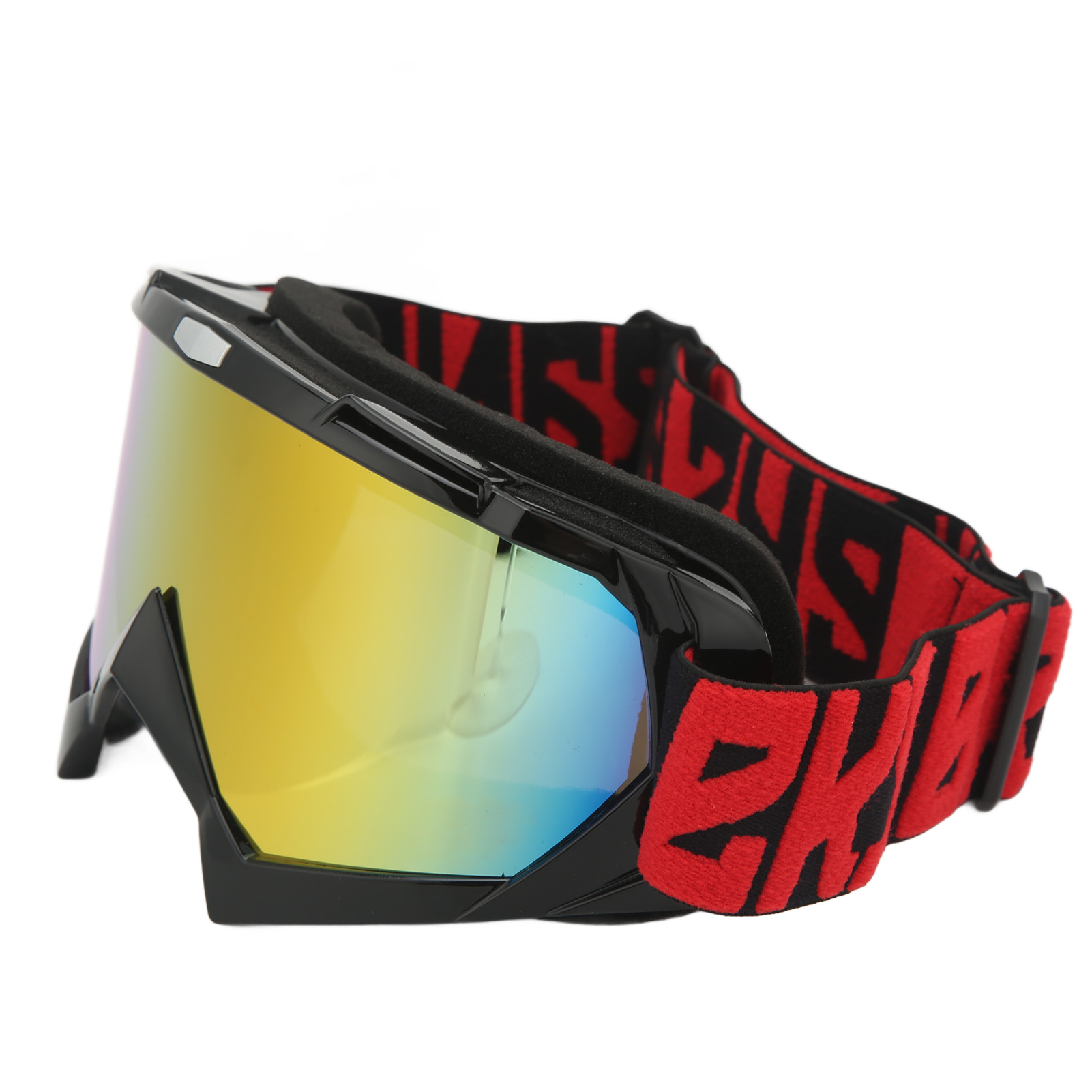 Offroad-motocrossbrille, Rutschfest, Stoßfest, Wind- Und Sanddicht, Mountainbikebrille, Schwarzer Rahmen Mit Roten Gläsern