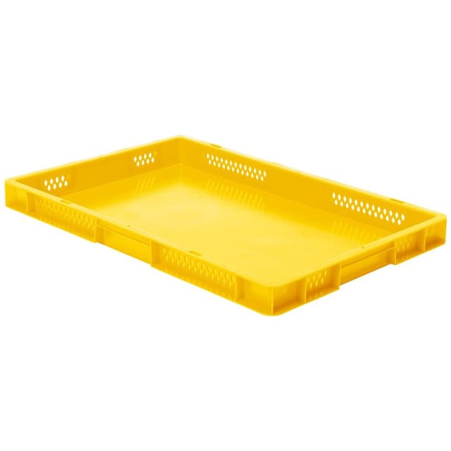 LA-KA-PE Transport-Stapelkasten B600xT400xH50 mm gelb, geschlossen ohne Griffloch