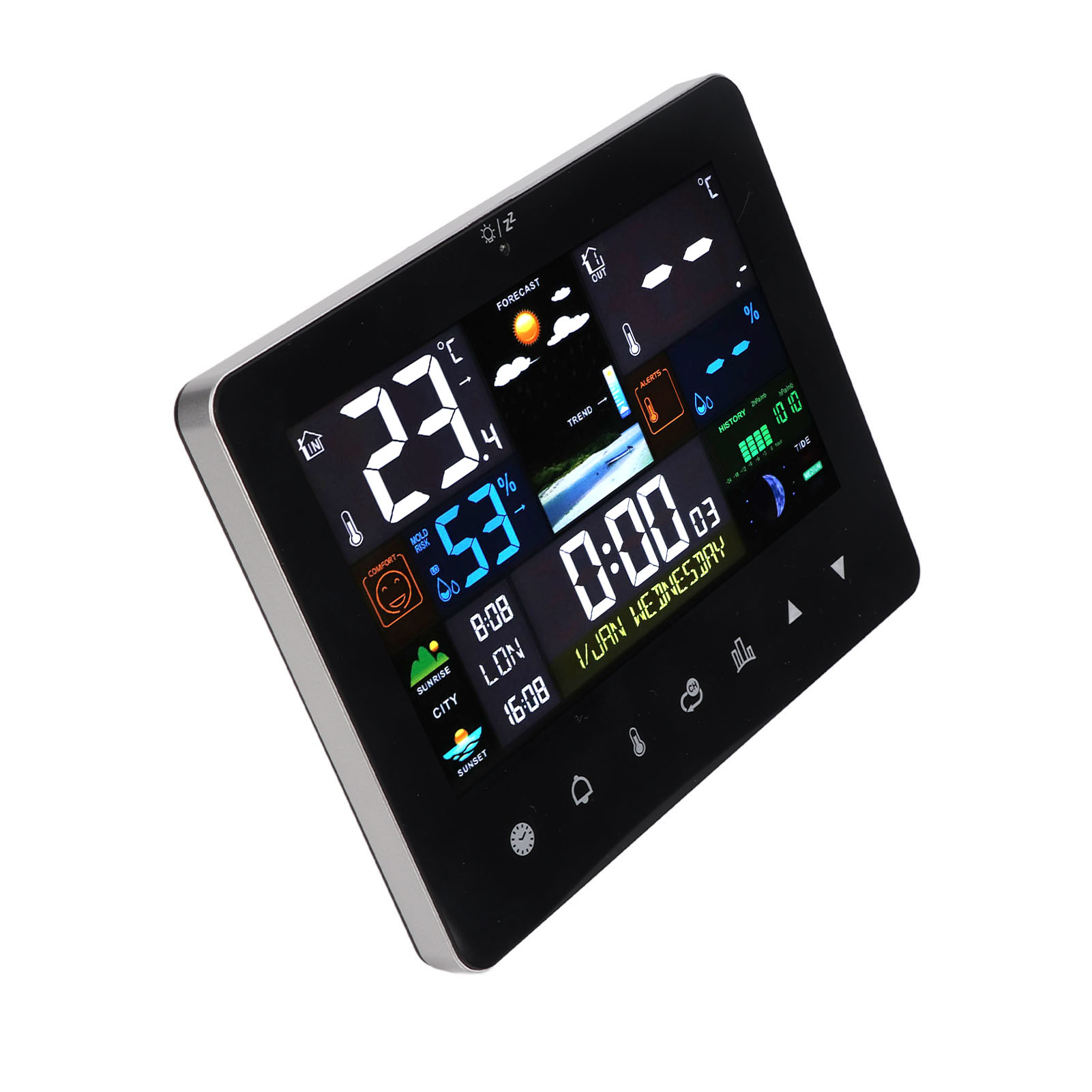Digitale Farbwetterstation Mit Touchscreen Und Drahtlosem Innen-/außenthermometer
