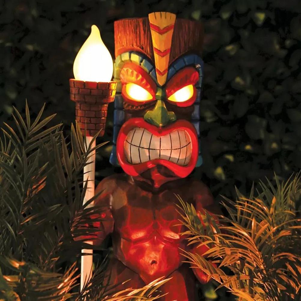 Solarbetriebene Led-tiki-totemfigur, Gartendekoration, Sonnenornament, Bastelidee Für Veranda, Rasen, Einfahrt