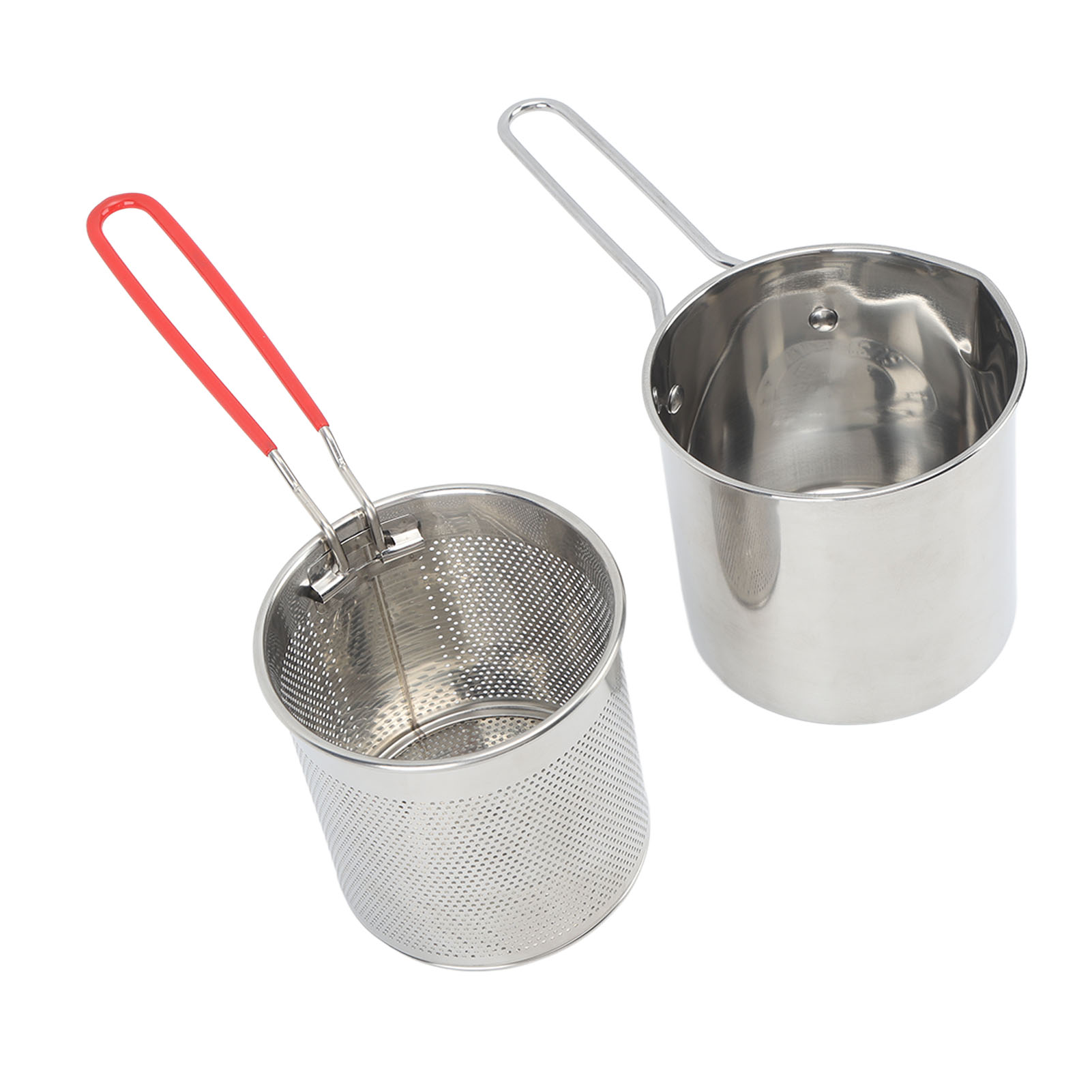 Einzelne Edelstahl-bratpfanne Mit Ausguss Im Olecranon-stil, Japanisches Design, Sparsamer Ölverbrauch, Kleine Portionsgröße, 4-teiliges Set: Pfanne + Bratkorb + Gasreduzierstück + Deckel